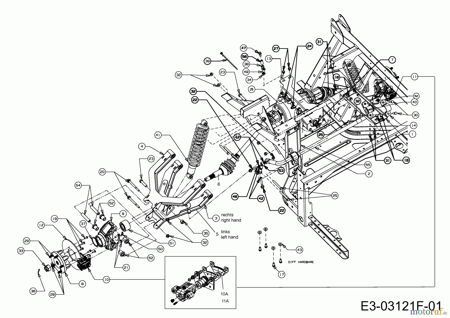 Cub Cadet Utility Vehicle 4x4 Cubstyle 37AK466D603 (2012) Achsen hinten, Bremsen hinten, Stossdämpfer hinten