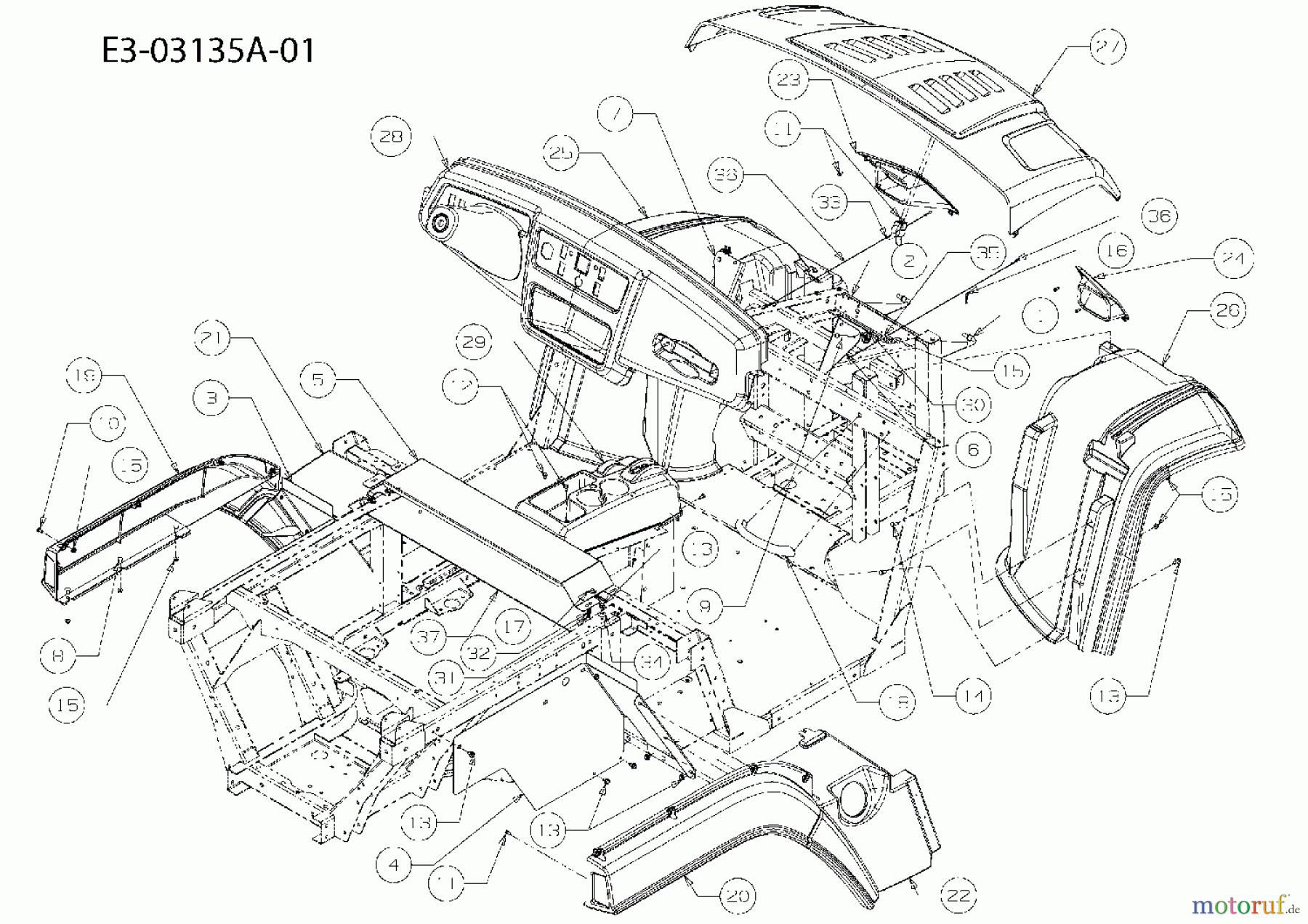 Cub Cadet Utility Vehicle 4x4 Cubstyle 37AP466D603 (2007) Armaturenbrett, Motorhaube