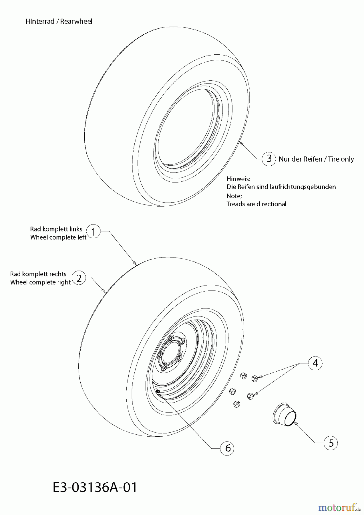 Cub Cadet Utility Vehicle 4x4 Cubstyle 37AP466D603 (2007) Räder hinten 25x11-12