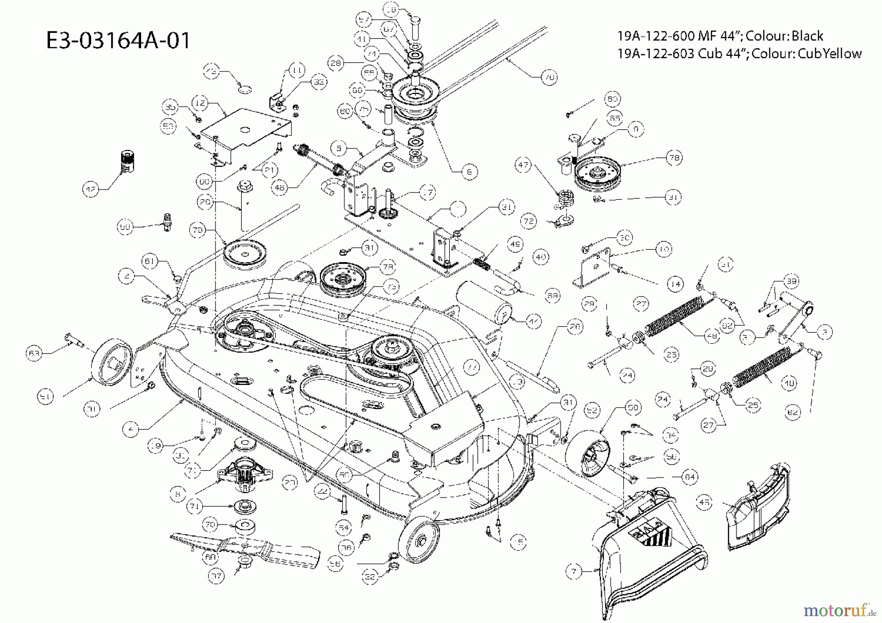 MTD Zubehör Zubehör Garten- und Rasentraktoren Mähwerke für 2000 SD Serie, Mähwerk 44