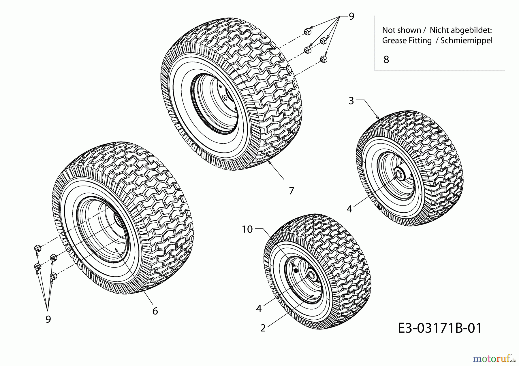 Cub Cadet Zero Turn All Rounder 1050 17AH9BKP603 (2007) Räder
