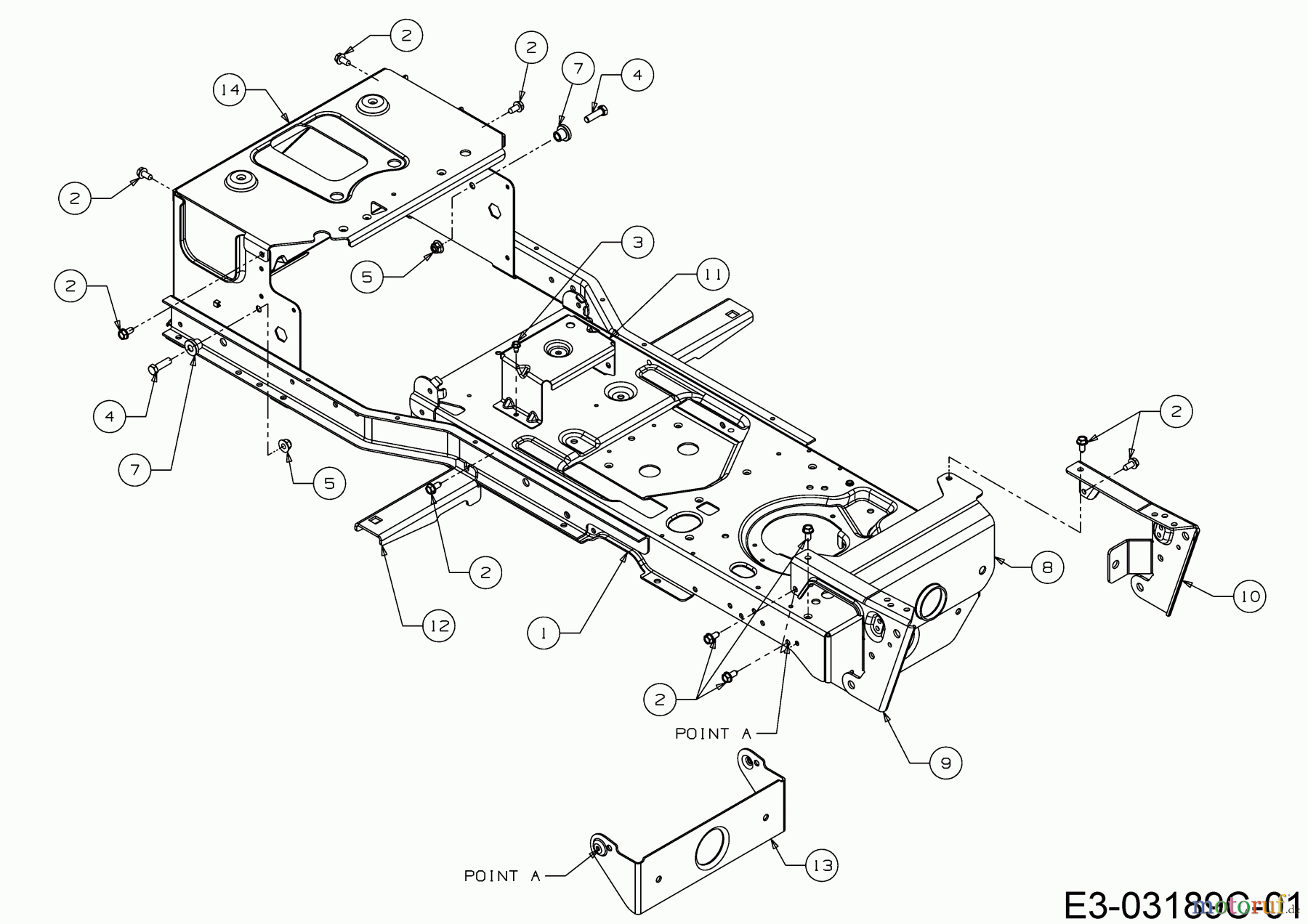  Cub Cadet Zero Turn i 1050 17AF9BKP010  (2009) Rahmen, Stoßstange
