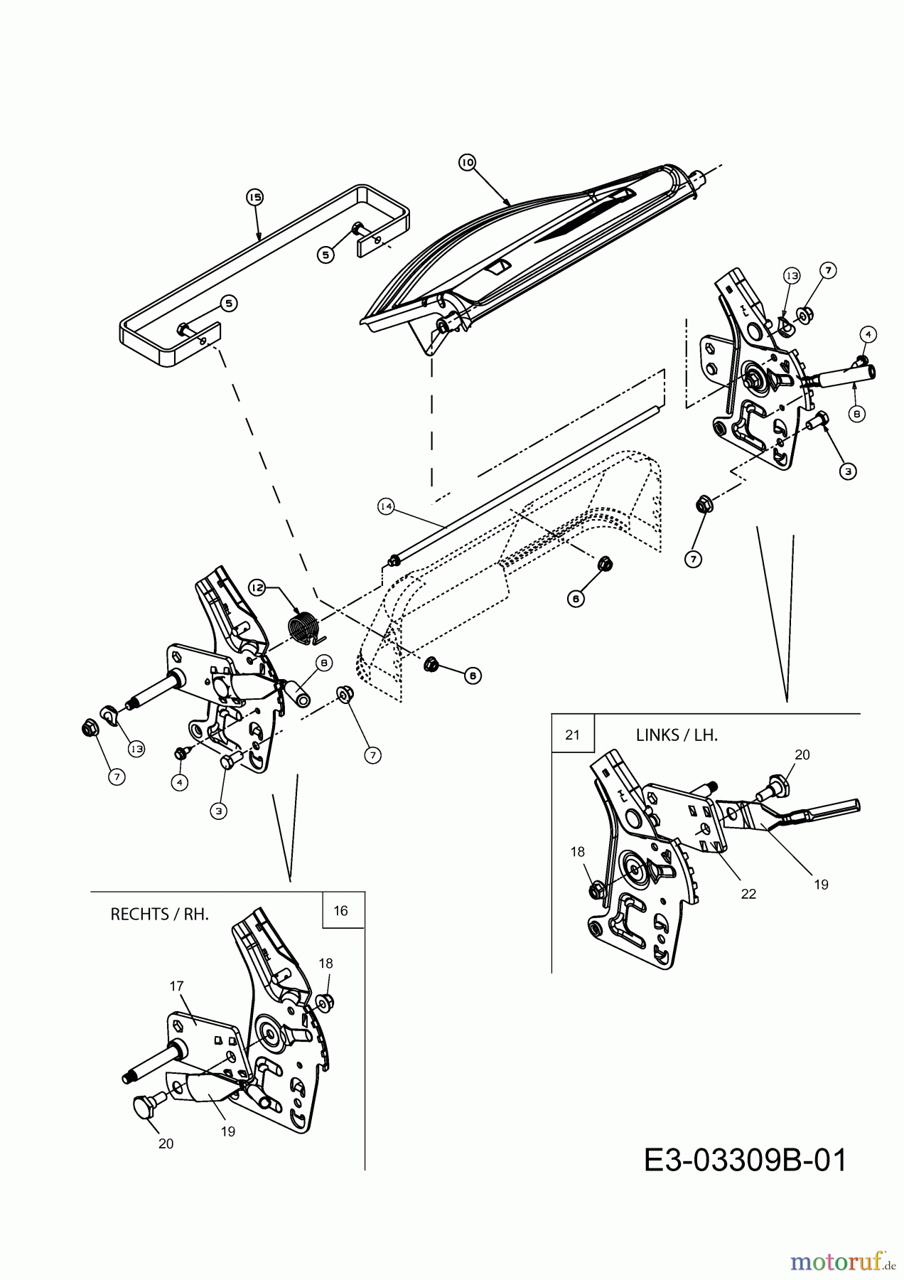 MTD Motormäher mit Antrieb SP 53 HWO 12A-55M1615 (2010) Heckklappe, Schnitthöhenverstellung hinten