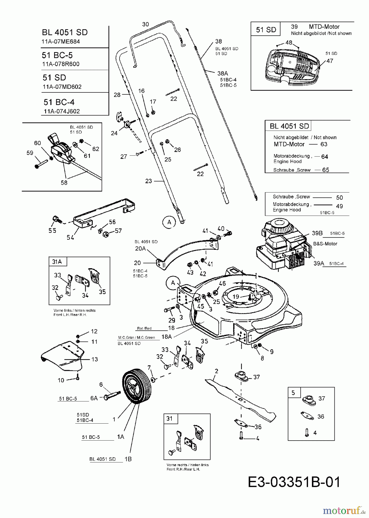 MTD Motormäher 51 BC-5 11A-078R600  (2008) Grundgerät