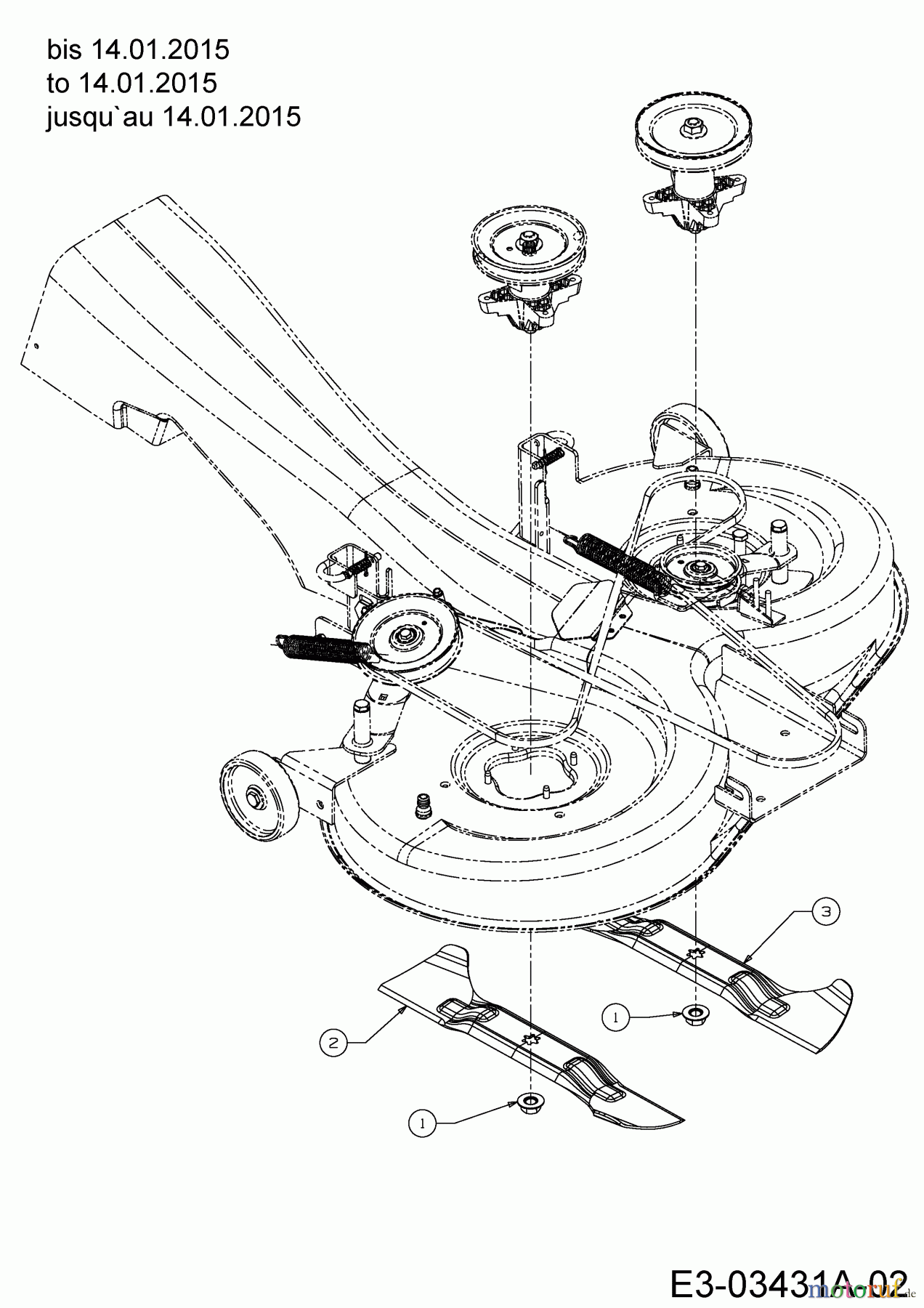 Gartenland Rasentraktoren GL 17.5/105 H 13HN99GN640 (2015) Messer bis 14.01.2015