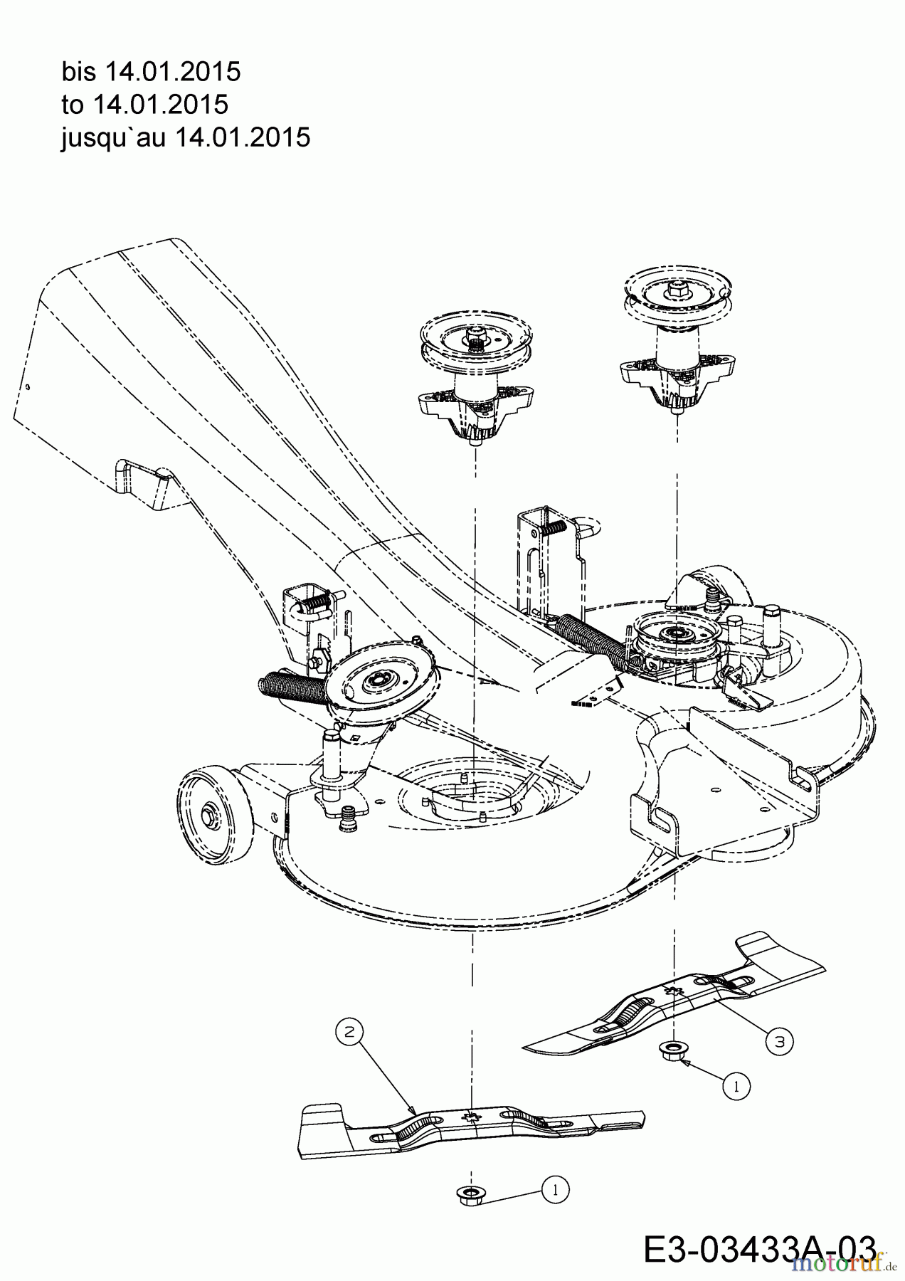 Gartenland Rasentraktoren GL 15.5/92 H 13HM99GE640 (2015) Messer bis 14.01.2015