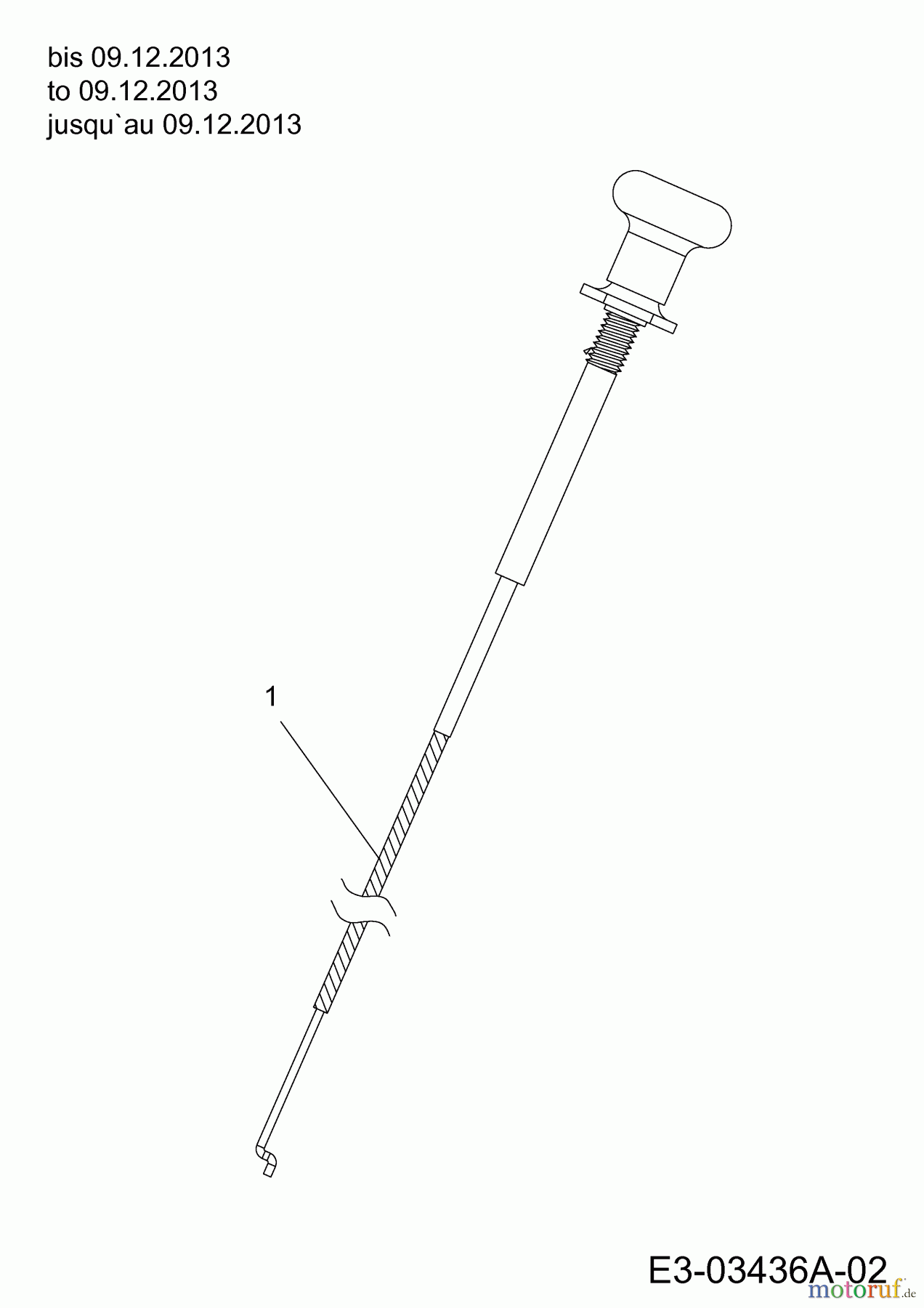  Cub Cadet Rasentraktoren CC 1019 HG 13AJ93AG603  (2014) Chokezug bis 09.12.2013