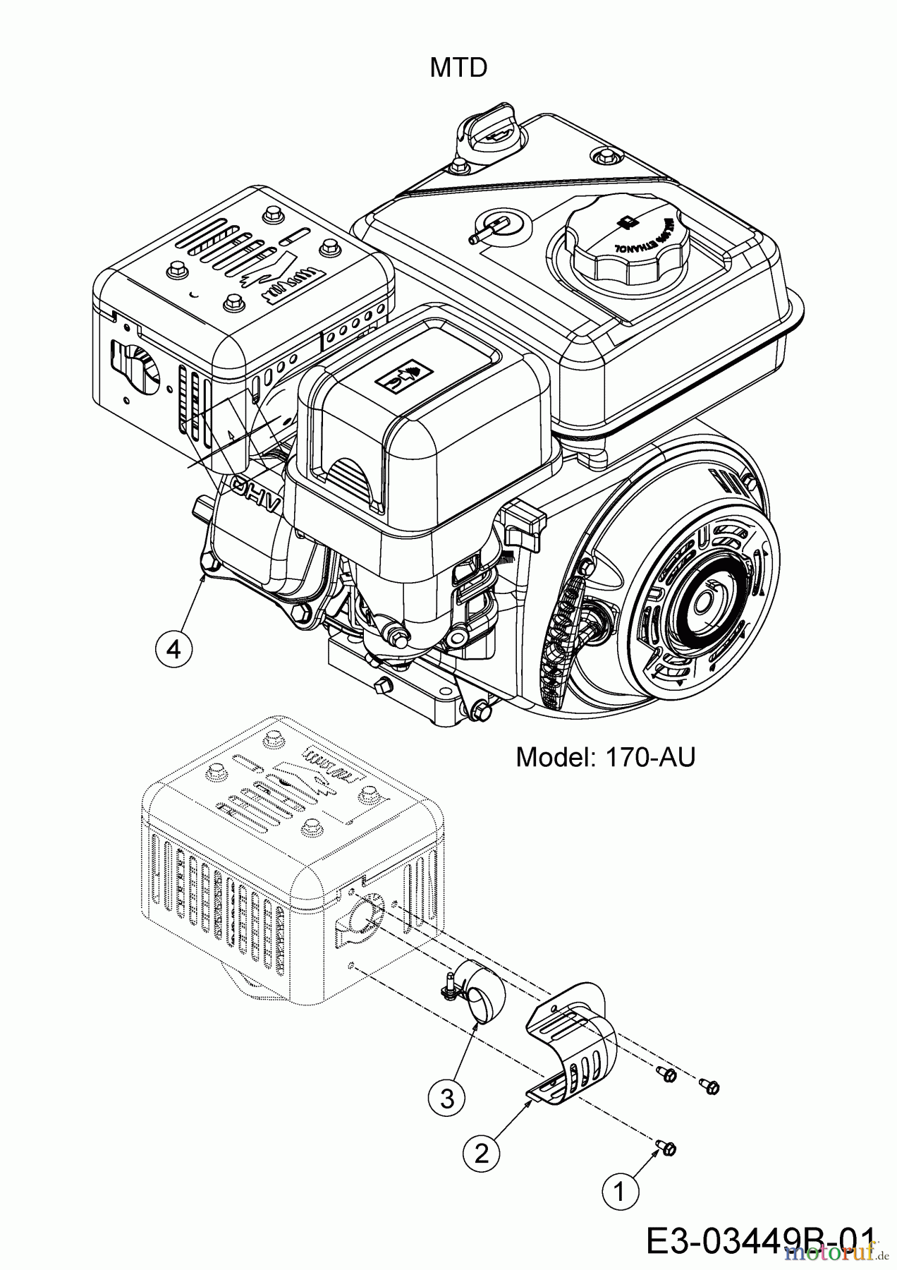  Cub Cadet Motorhacken RT 65 21AB45M8710  (2014) Auspuffdeflektor, Motor MTD