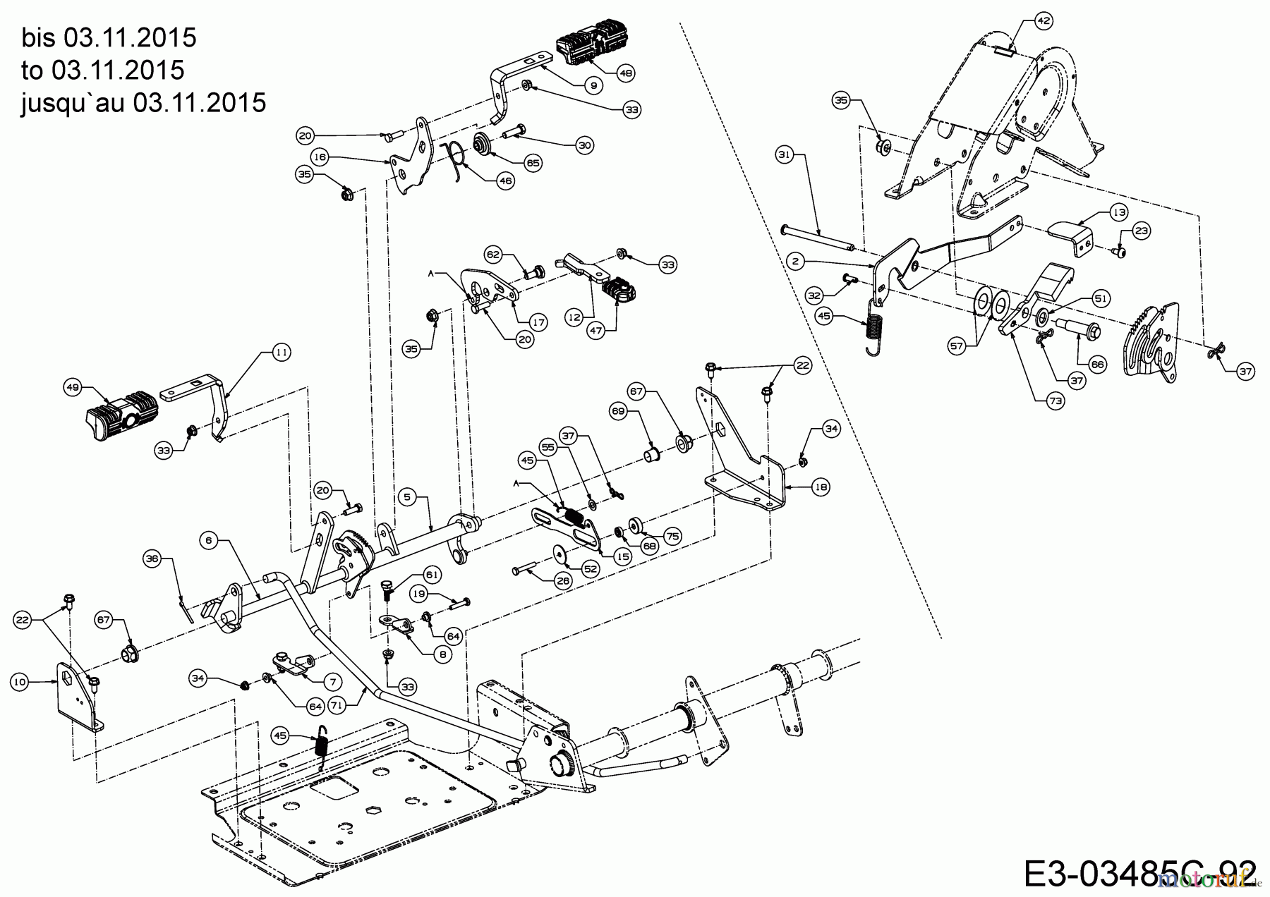 Cub Cadet Zero Turn Pro Z 100-54 53AWEFJA330 (2016) Pedale bis 03.11.2015