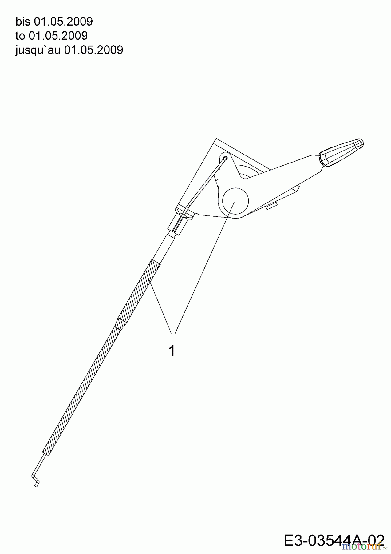 MTD Rasentraktoren 742 SRL 13AT775G370 (2009) Gaszug bis 01.05.2009