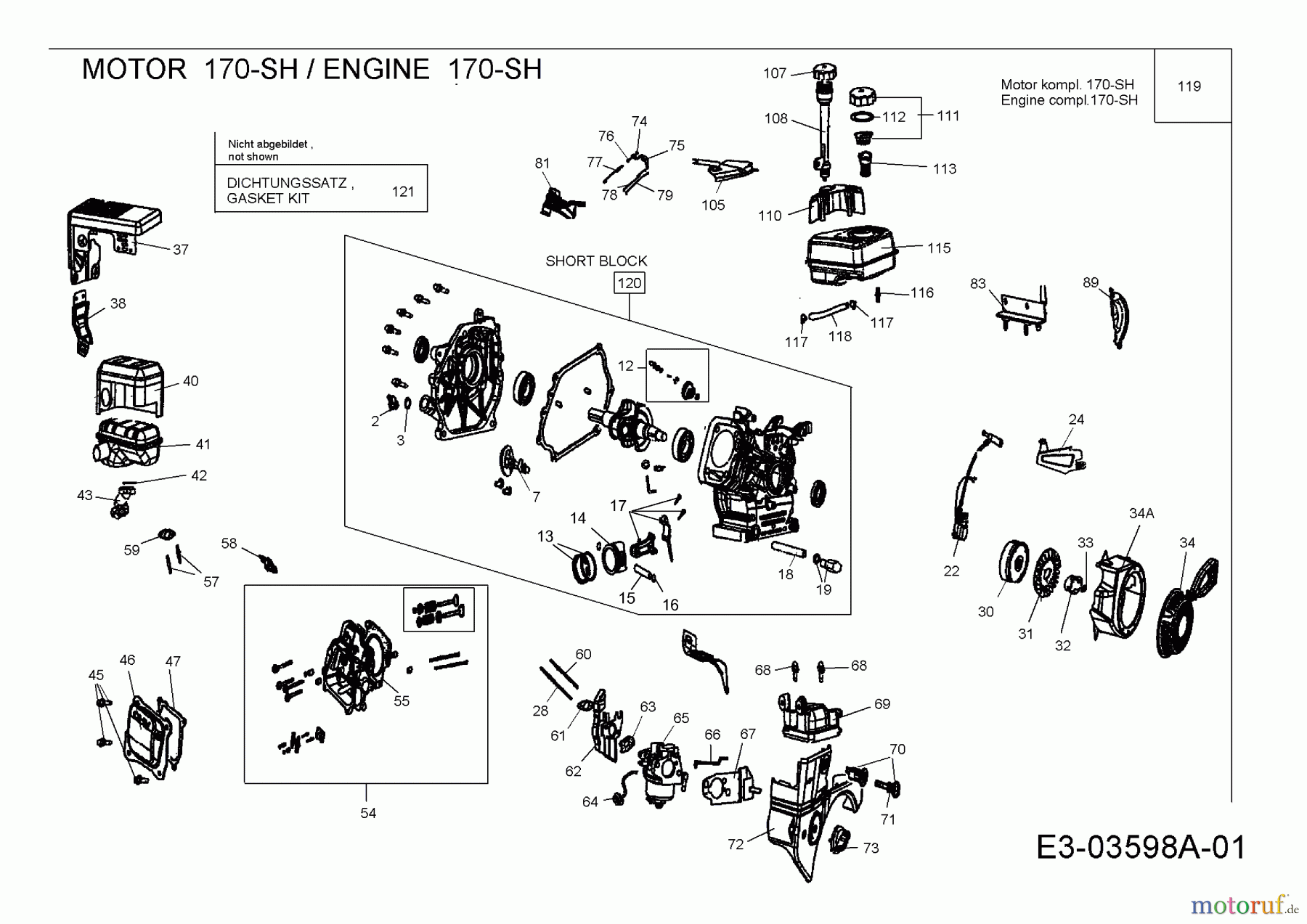 MTD-Motoren MTD horizontal 170-SH 752Z170-SH (2007) Motor