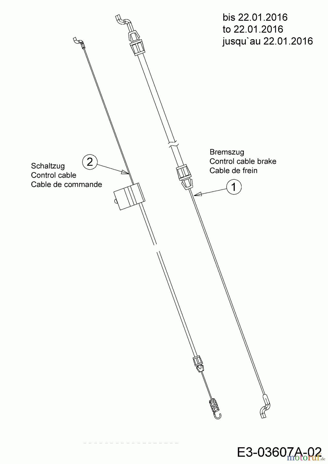 Wolf-Garten Motormäher mit Antrieb A 460 AHW 12A-TVSC650 (2016) Bremszug, Schaltzug bis 22.01.2016