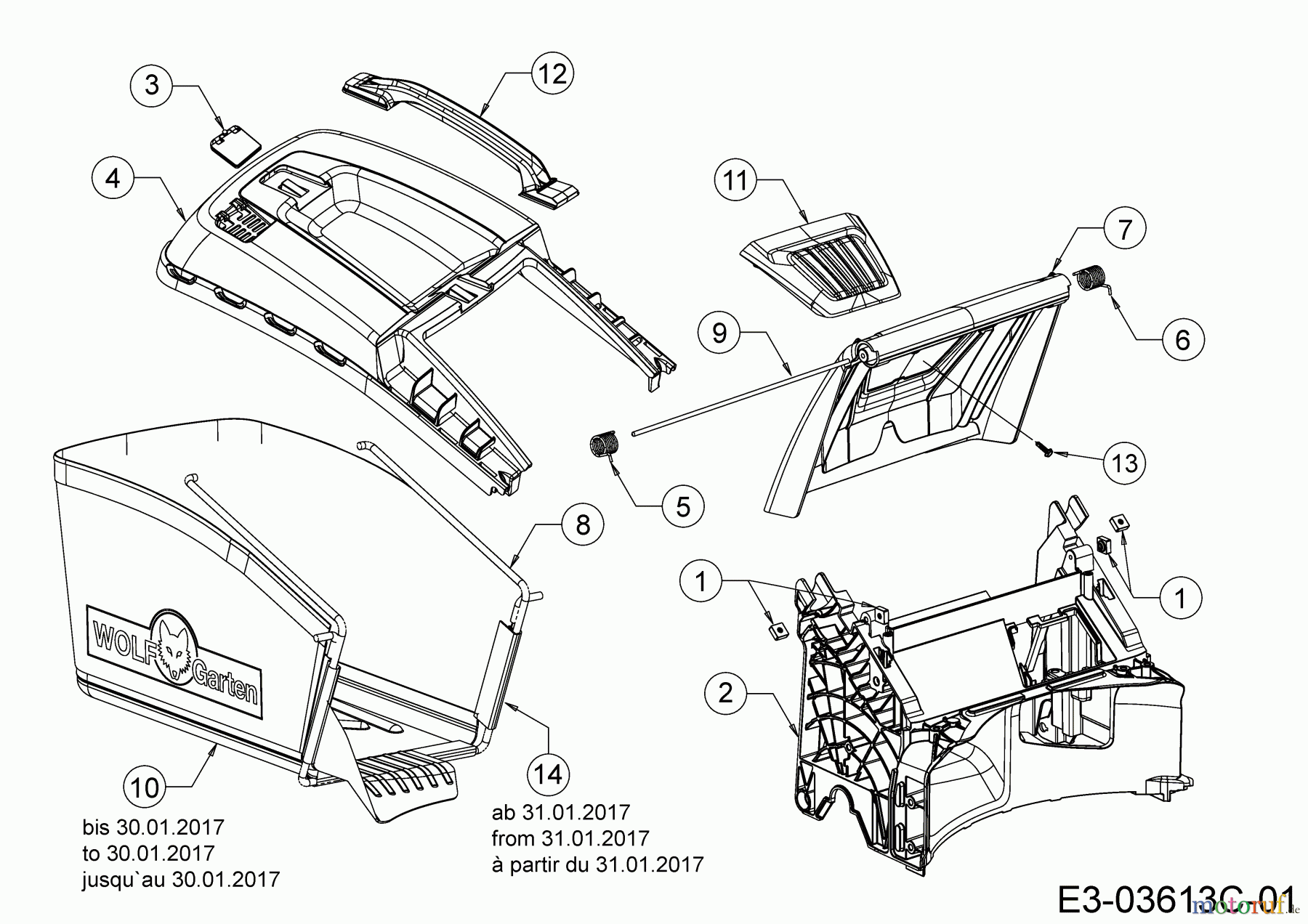  WOLF-Garten Expert Motormäher mit Antrieb Expert 46 BA V HW 12ABTV5E650  (2018) Grasfangsack, Heckklappe, Leitstück hinten