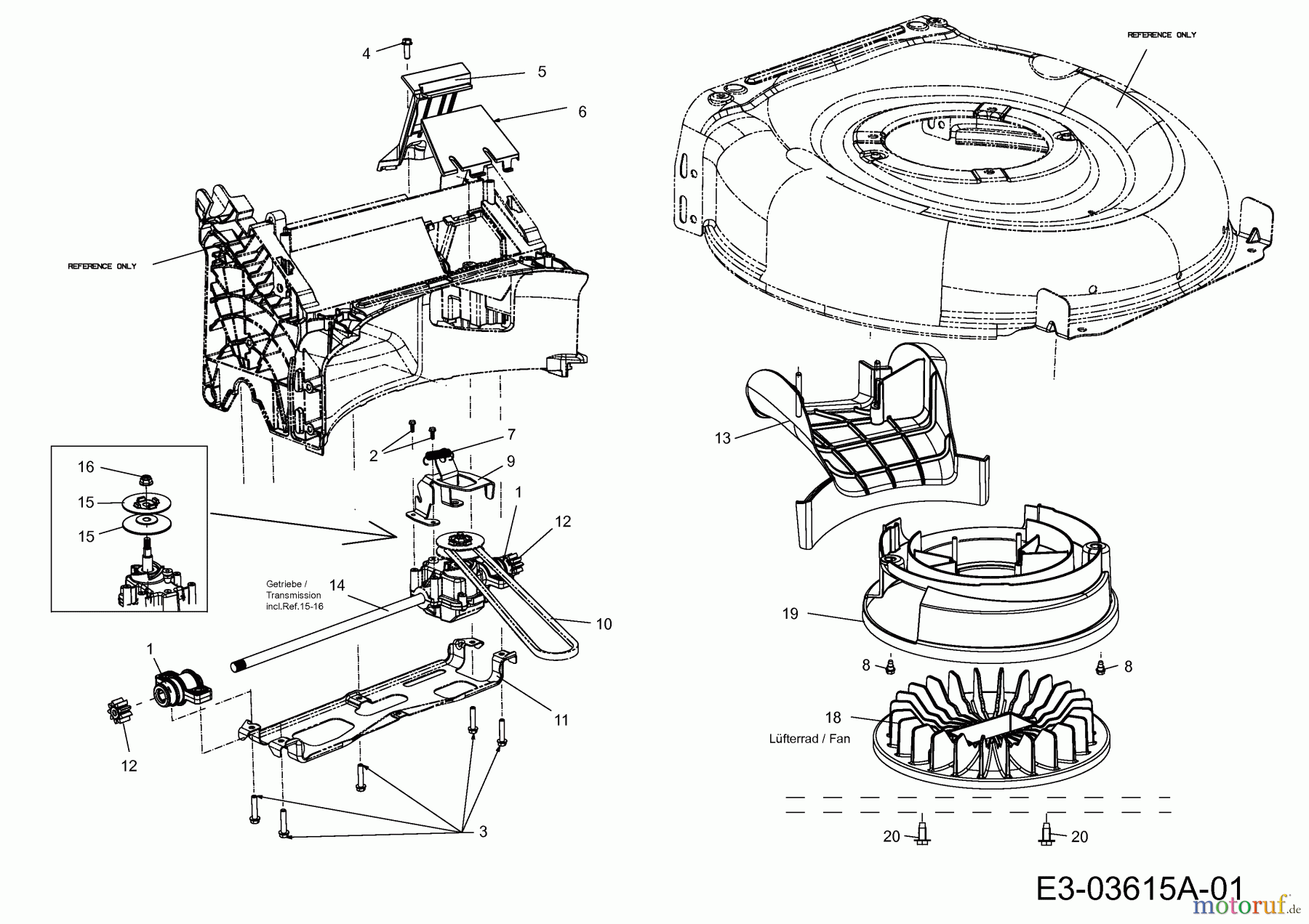  Wolf-Garten Motormäher mit Antrieb Ambition 460 AHHW 12A-TVBQ650  (2014) Getriebe