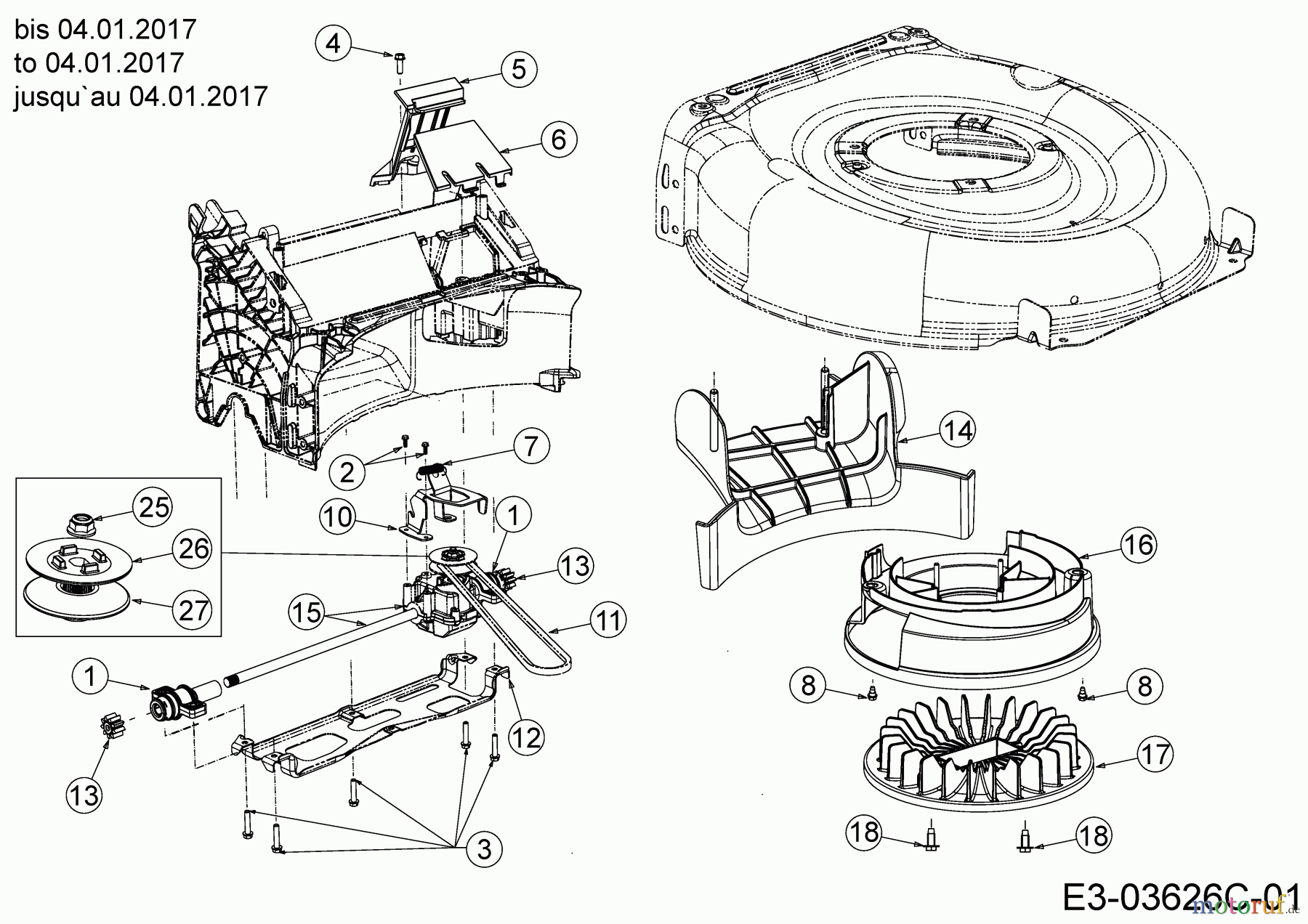 Wolf-Garten Motormäher mit Antrieb A 460 AVHWIS 12ARTV7E650 (2017) Getriebe, Keilriemen bis 04.01.2017