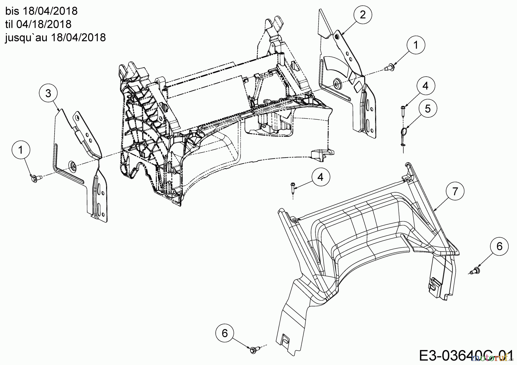 Cub Cadet Motormäher mit Antrieb LM1 AR42 12A-LQSJ603 (2018) Abdeckung hinten, Holmbraketten bis 18/04/2018