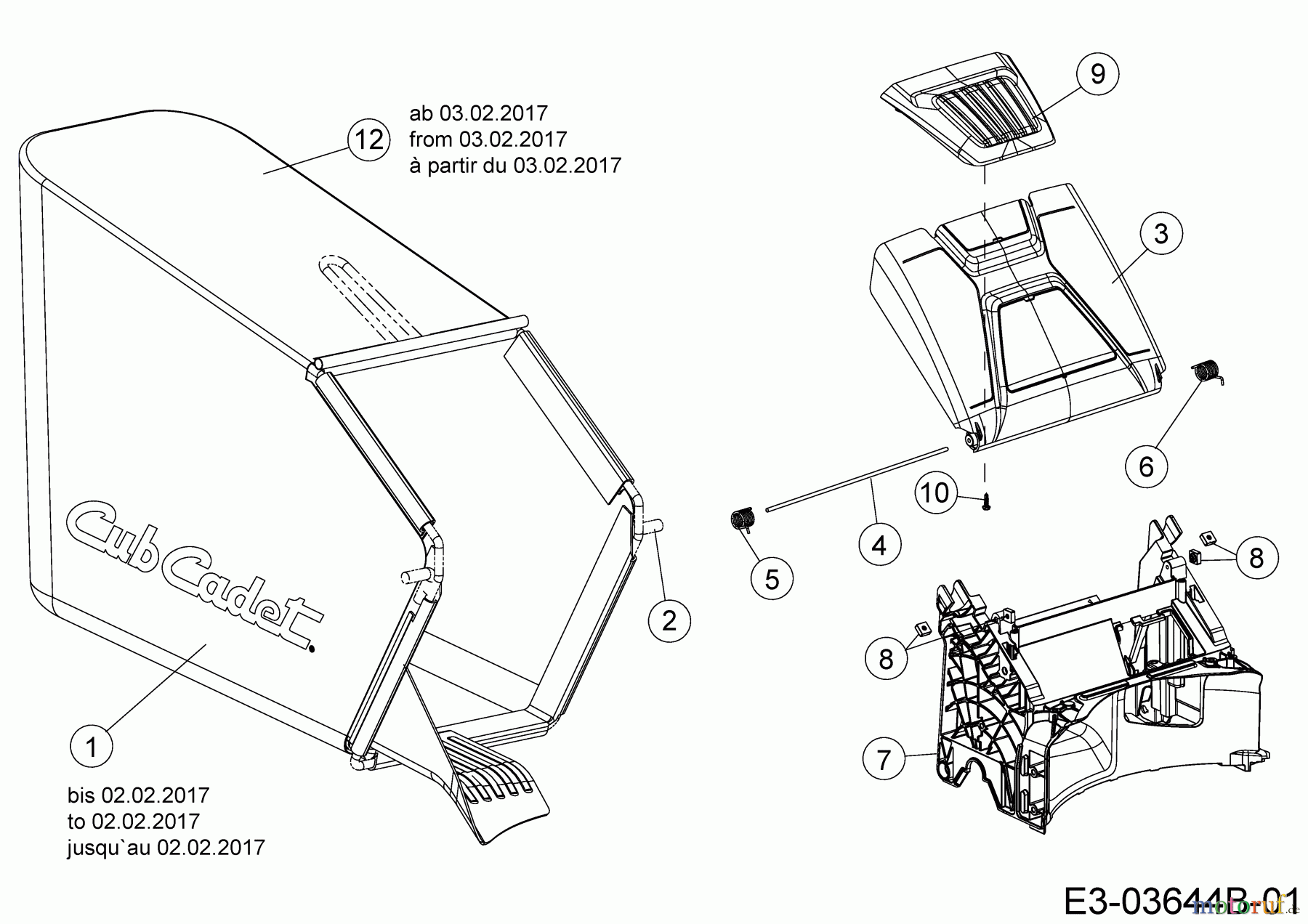Cub Cadet Motormäher mit Antrieb LM1 CR46 12A-TQ5C603 (2017) Grasfangsack, Heckklappe, Leitstück hinten