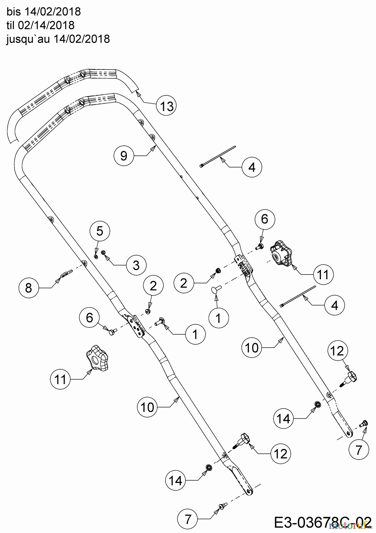 Mr.Gardener Motormäher mit Antrieb HW 46 BA-IS 12A-TNB9629  (2018) Holm bis 14/02/2018