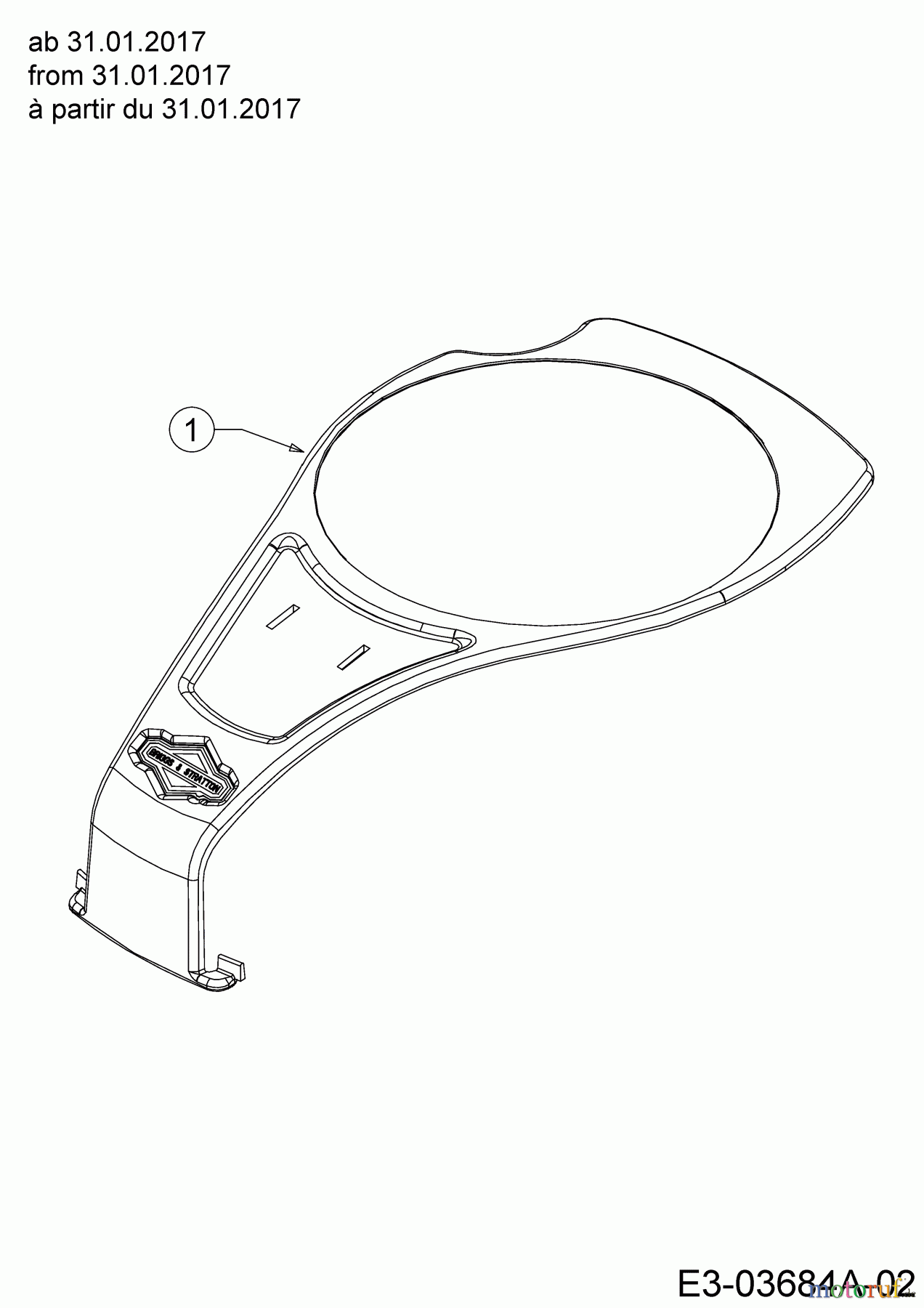 Wolf-Garten Motormäher mit Antrieb A 420 AVHW 12AQLV5B650 (2018) Motorhaubenabdeckung ab 31.01.2017