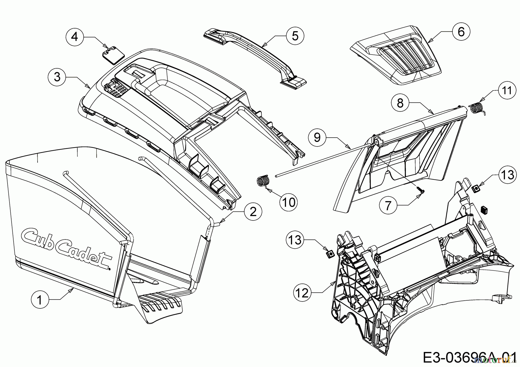 Cub Cadet Motormäher mit Antrieb CC 53 SPOE V HW 12ACPVS7603 (2016) Grasfangsack, Heckklappe, Leitstück hinten
