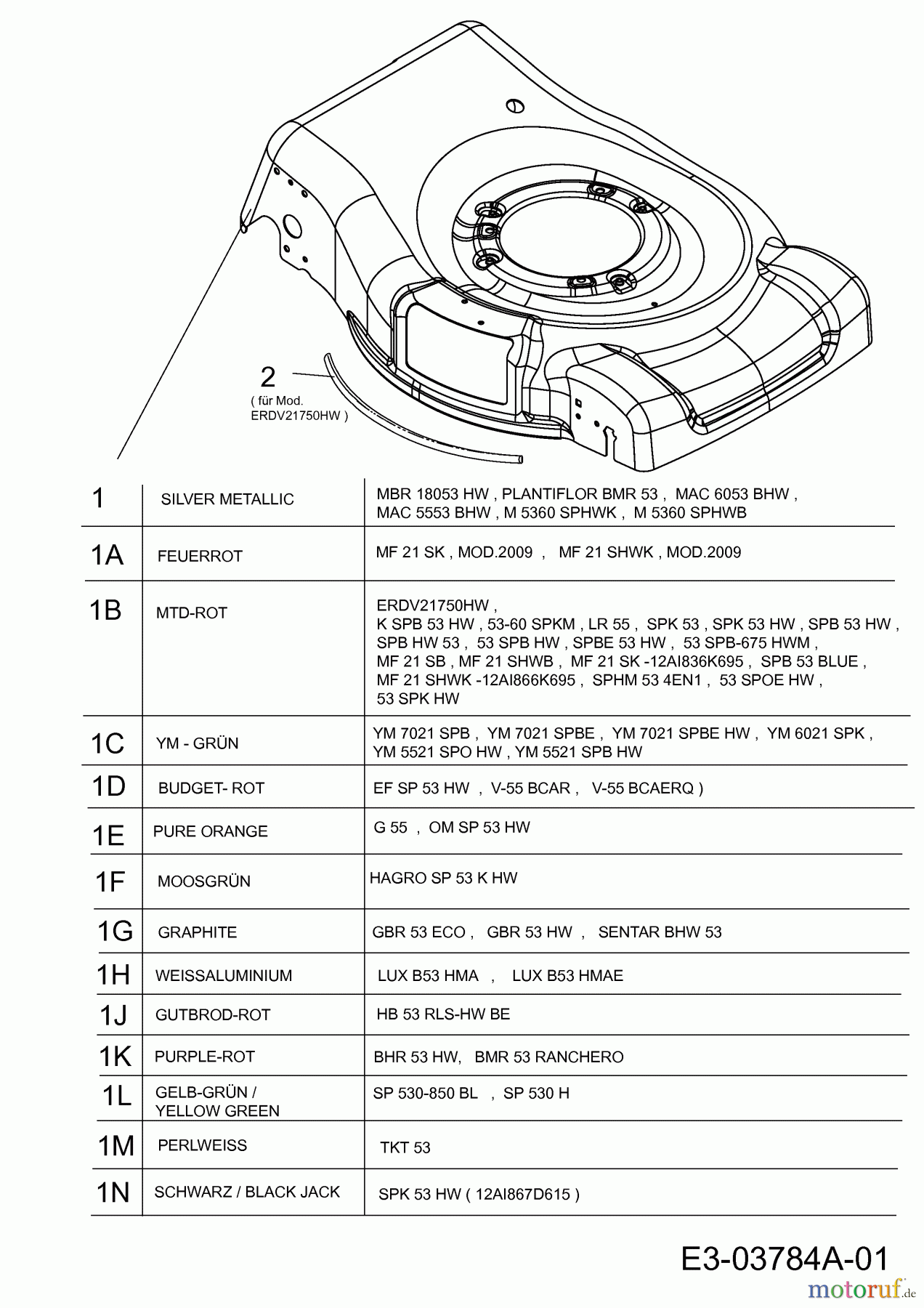 Sentar Motormäher mit Antrieb BHW 53 12A-868R663  (2009) Mähwerksgehäuse