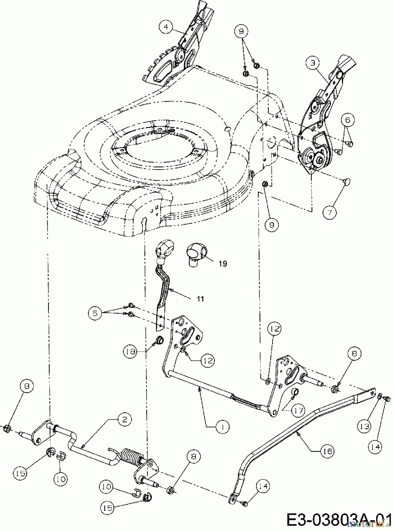 Mastercut Motormäher mit Antrieb SP 460 HW 12C-J6JD659 (2009) Schnitthöhenverstellung