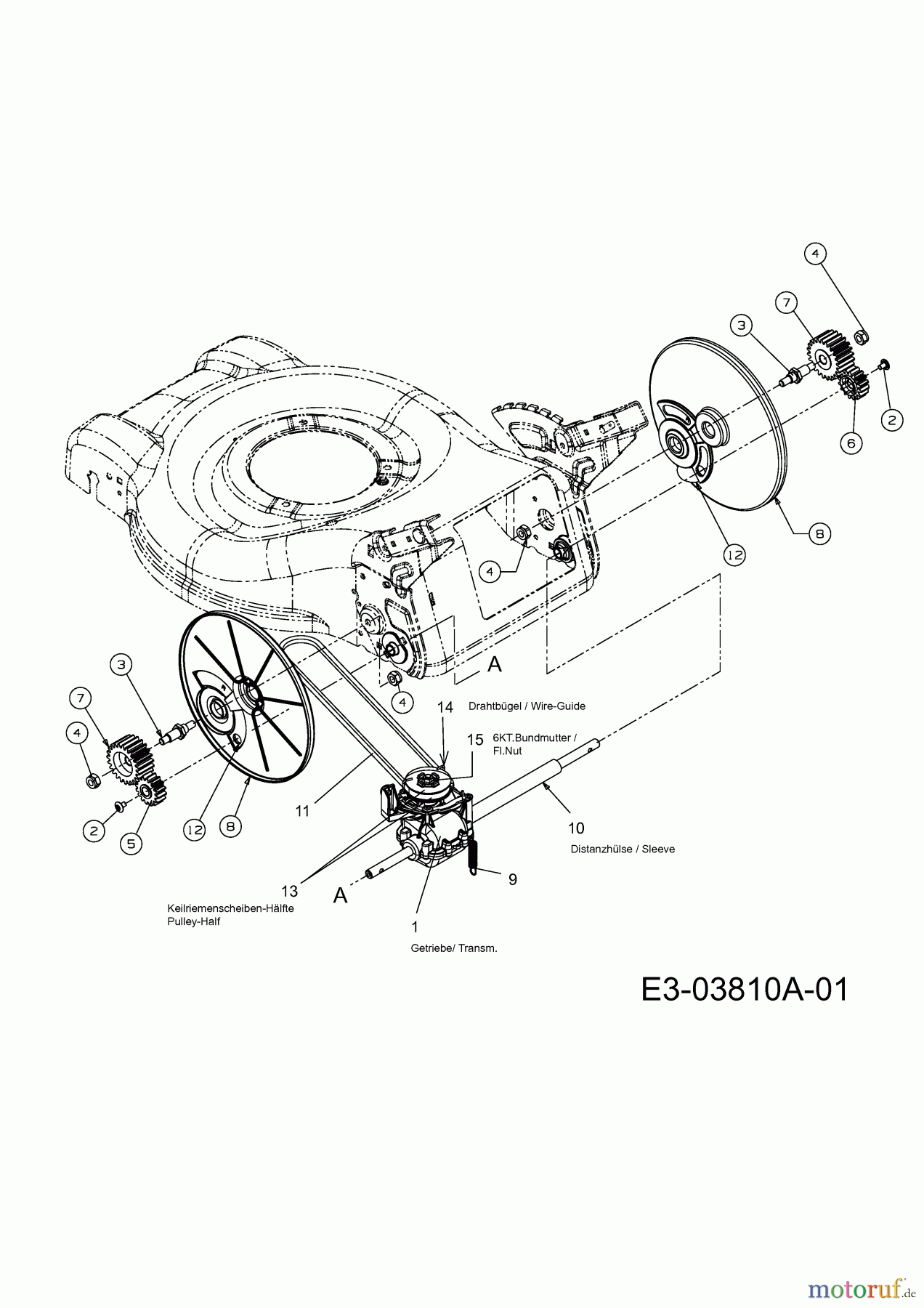 Mastercut Motormäher mit Antrieb SP 460 HW 12C-J6JD659 (2009) Getriebe