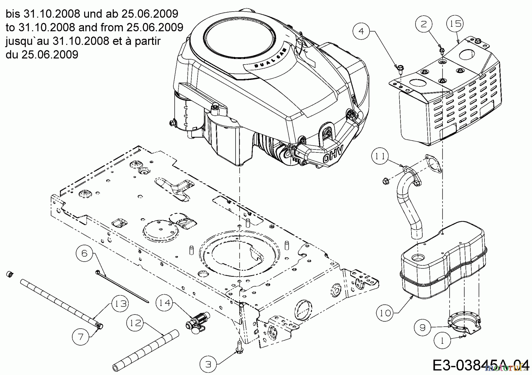  Massey Ferguson Rasentraktoren MF 38-15 SH 13BV795F695  (2009) Motorzubehör bis 31.10.2008 und ab 25.06.2009