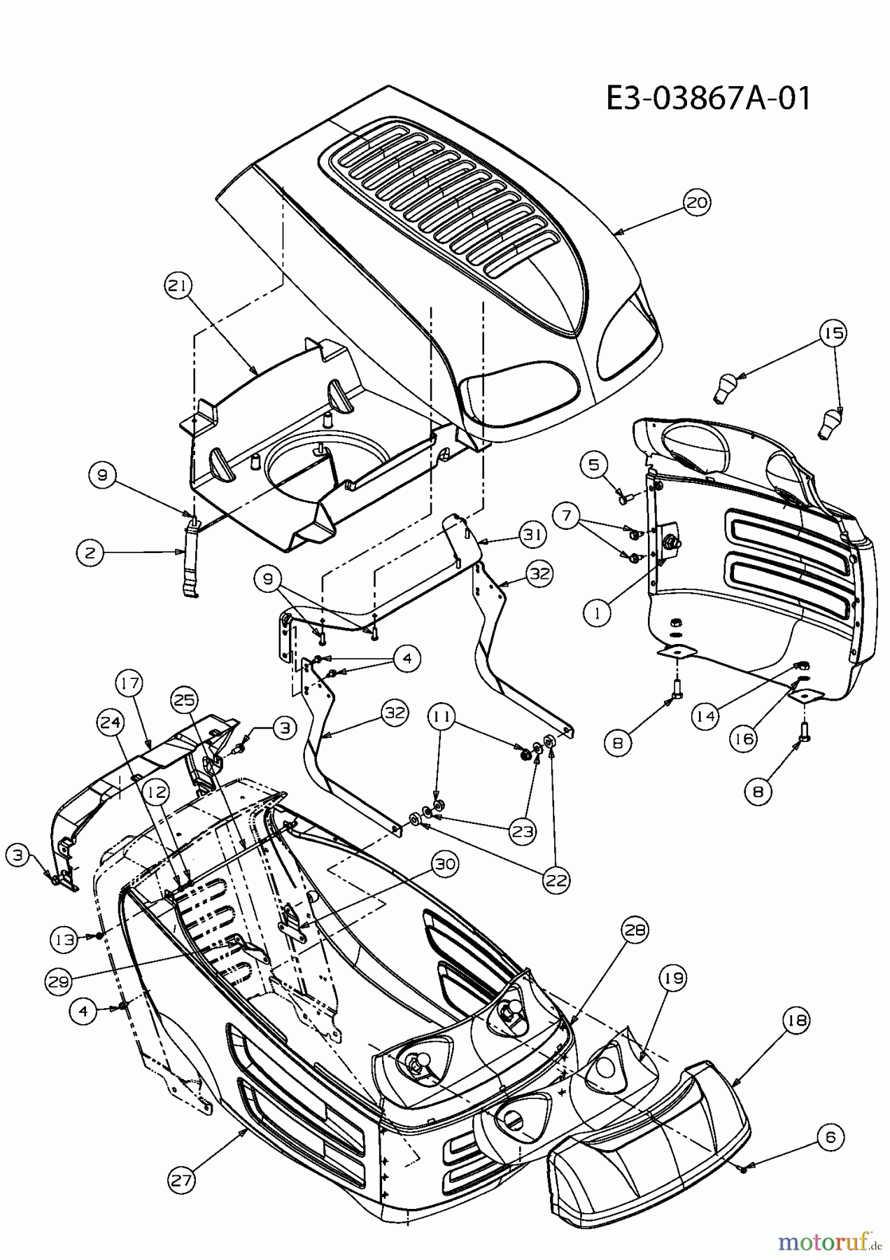 Raiffeisen Rasentraktoren RMH 7145-92 H 13AM717E628 (2010) Motorhaube 7-Style