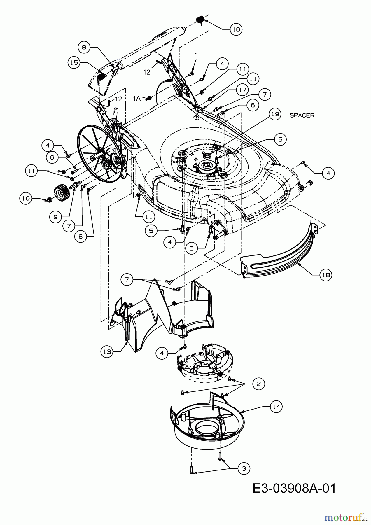  Variolux Motormäher mit Antrieb V-55 BCAERQ 12AJ868Z620  (2008) Abdeckung hinten, Leitblech vorne