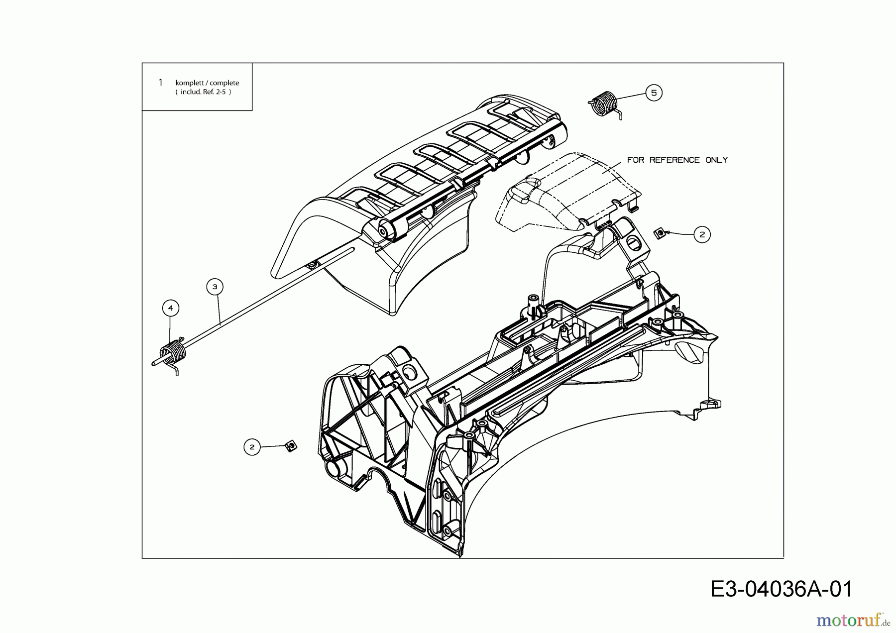 Cub Cadet Motormäher mit Antrieb CC 53 SPO W 12AQC6J3603 (2014) Leitstück hinten, Stange Heckklappe