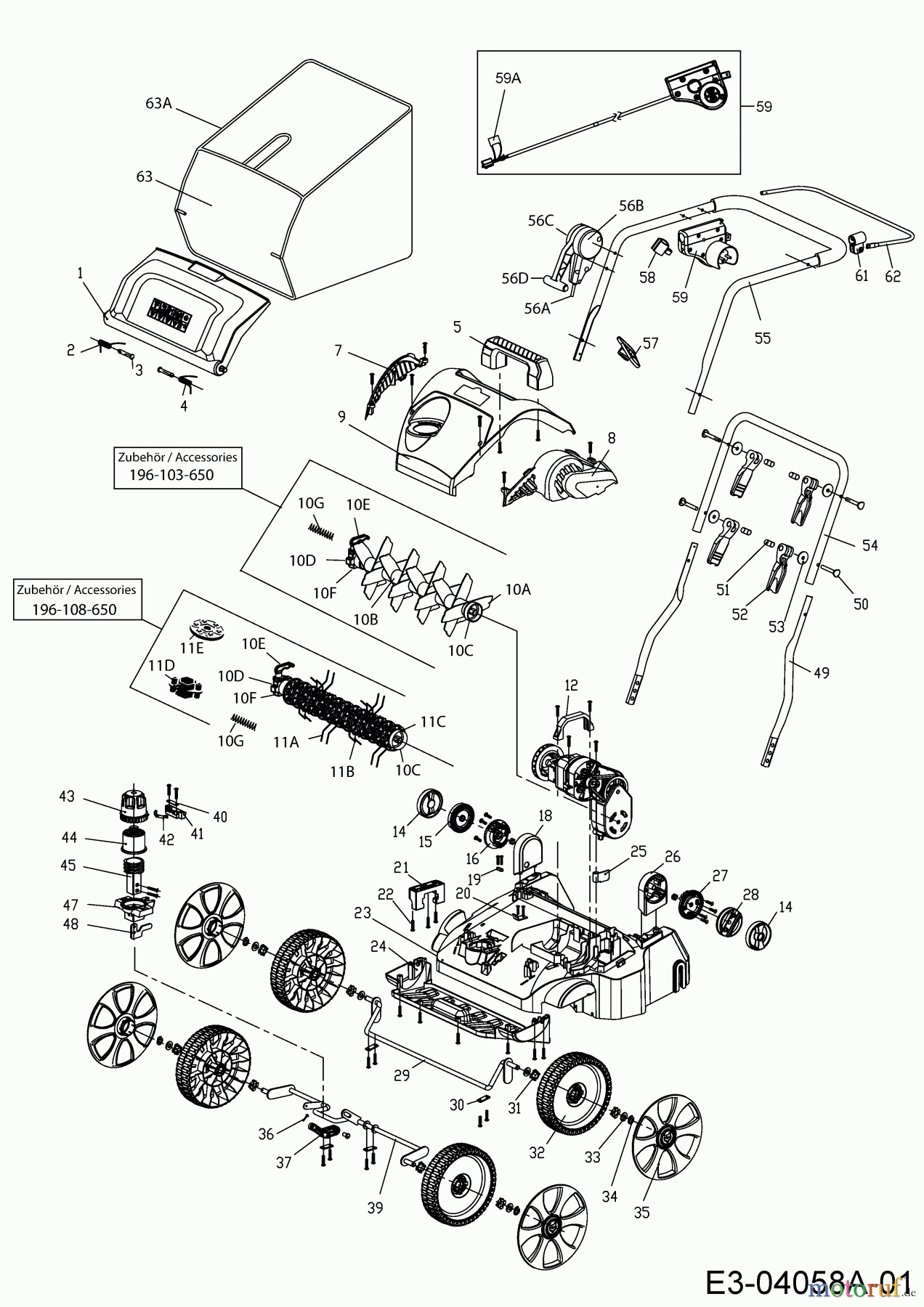Wolf-Garten Elektrovertikutierer Ambition V 378 E 16AFFHPA650 (2014) Grundgerät