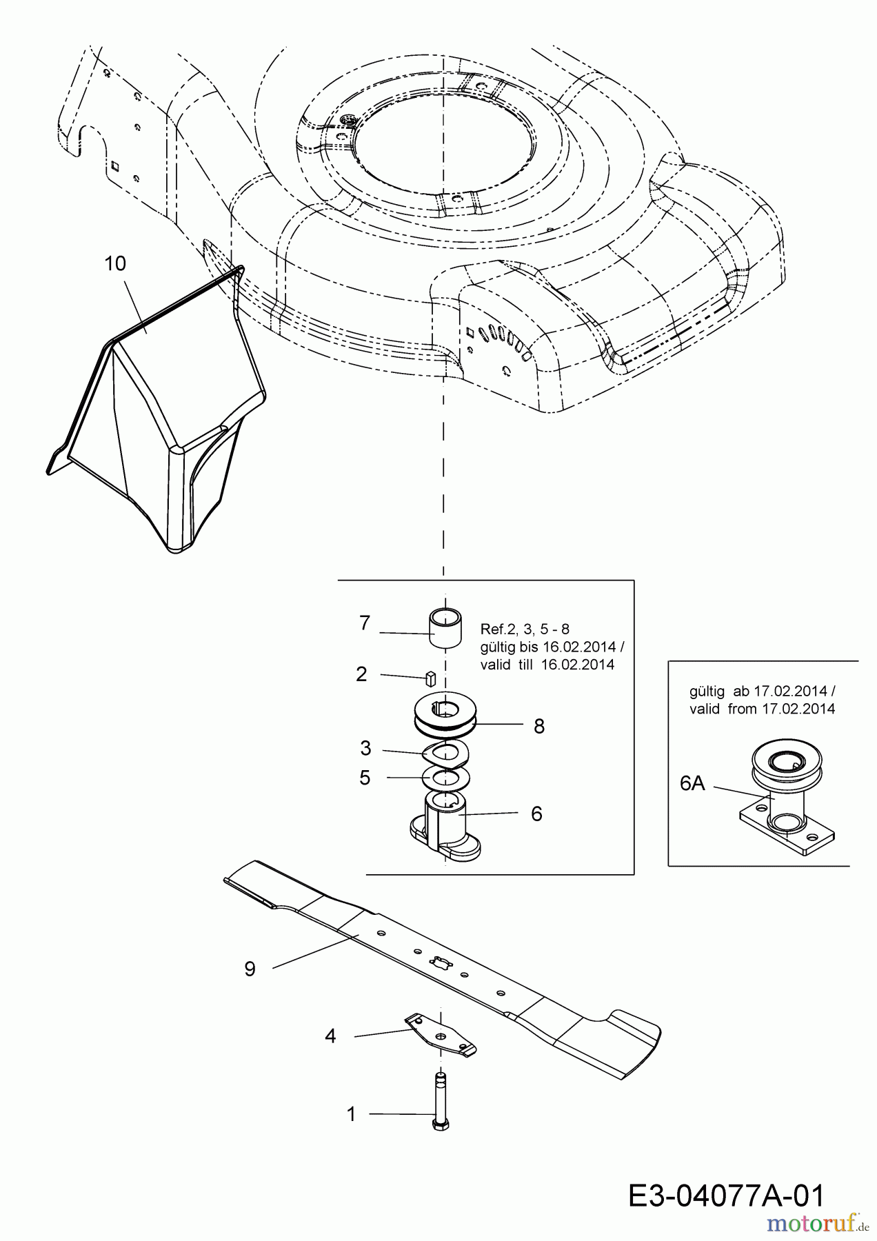  Cub Cadet Motormäher mit Antrieb CC 53 SPH HW 12A-PV9Q603  (2014) Messer, Messeraufnahme, Mulchstopfen
