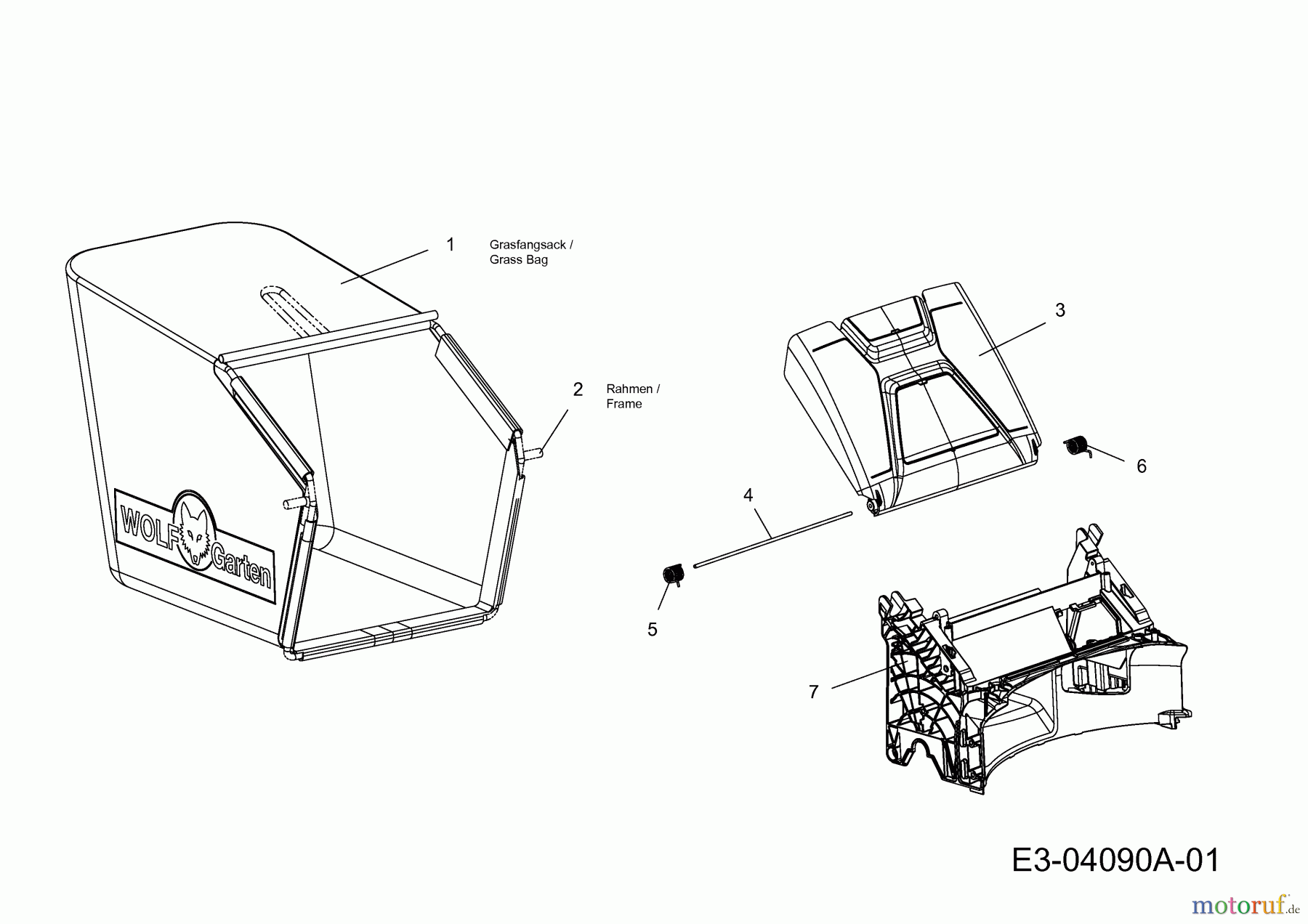  Wolf-Garten Motormäher mit Antrieb Select 5300 A 12A-POJ6650  (2014) Grasfangsack, Heckklappe, Leitstück hinten