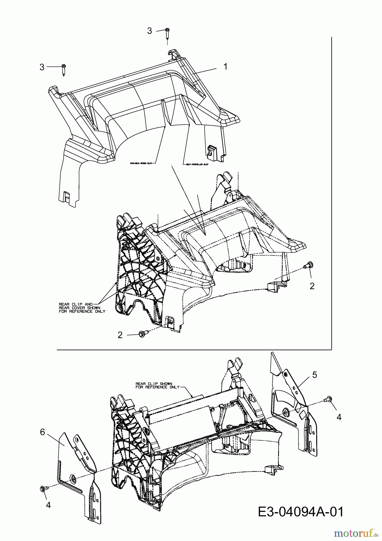 Wolf-Garten Motormäher mit Antrieb Blue Power 53 AHW 12AVPV9L650 (2014) Abdeckung hinten, Holmbraketten