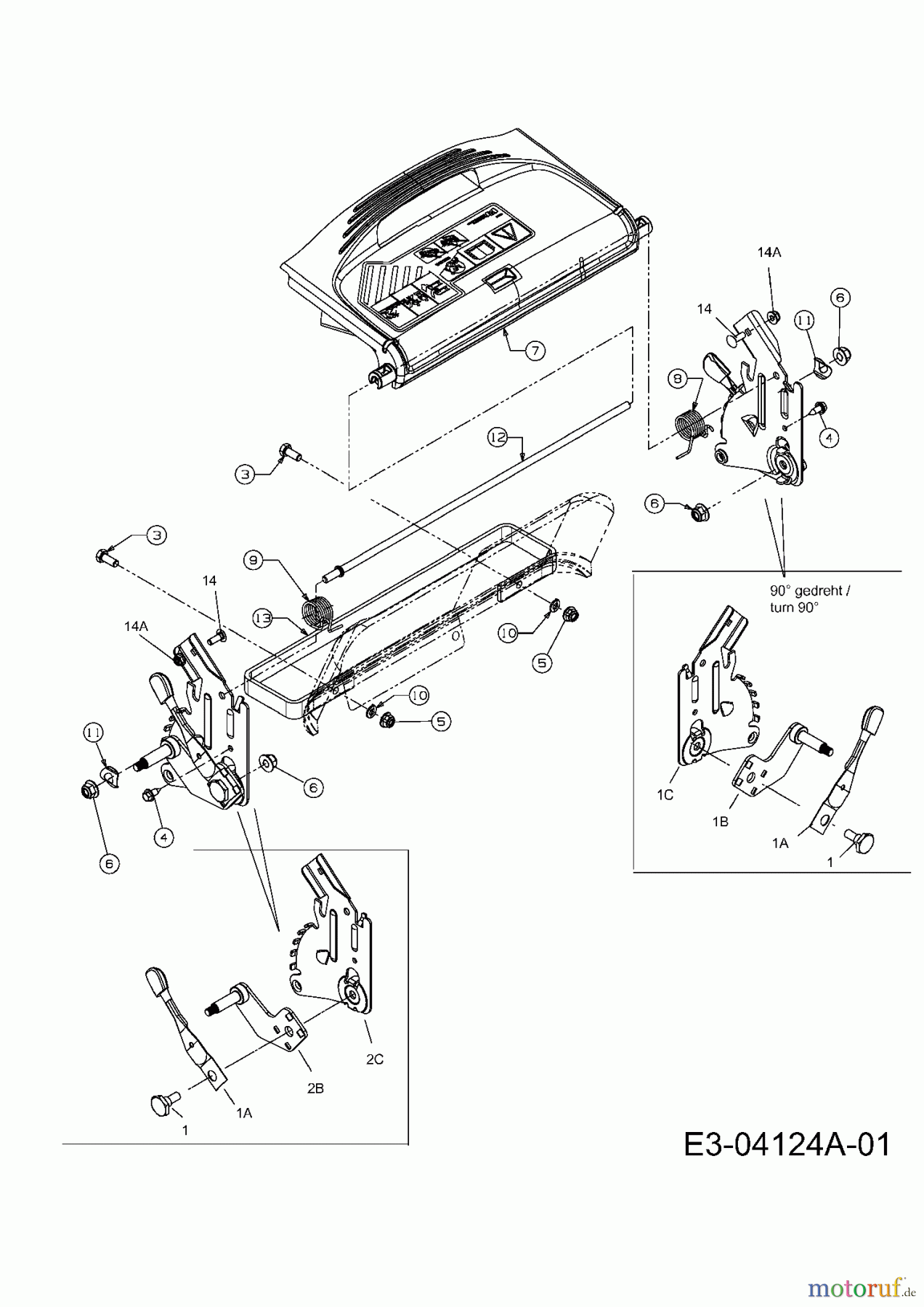  MTD Motormäher P 53 M 11A-438P615  (2008) Heckklappe, Schnitthöhenverstellung hinten