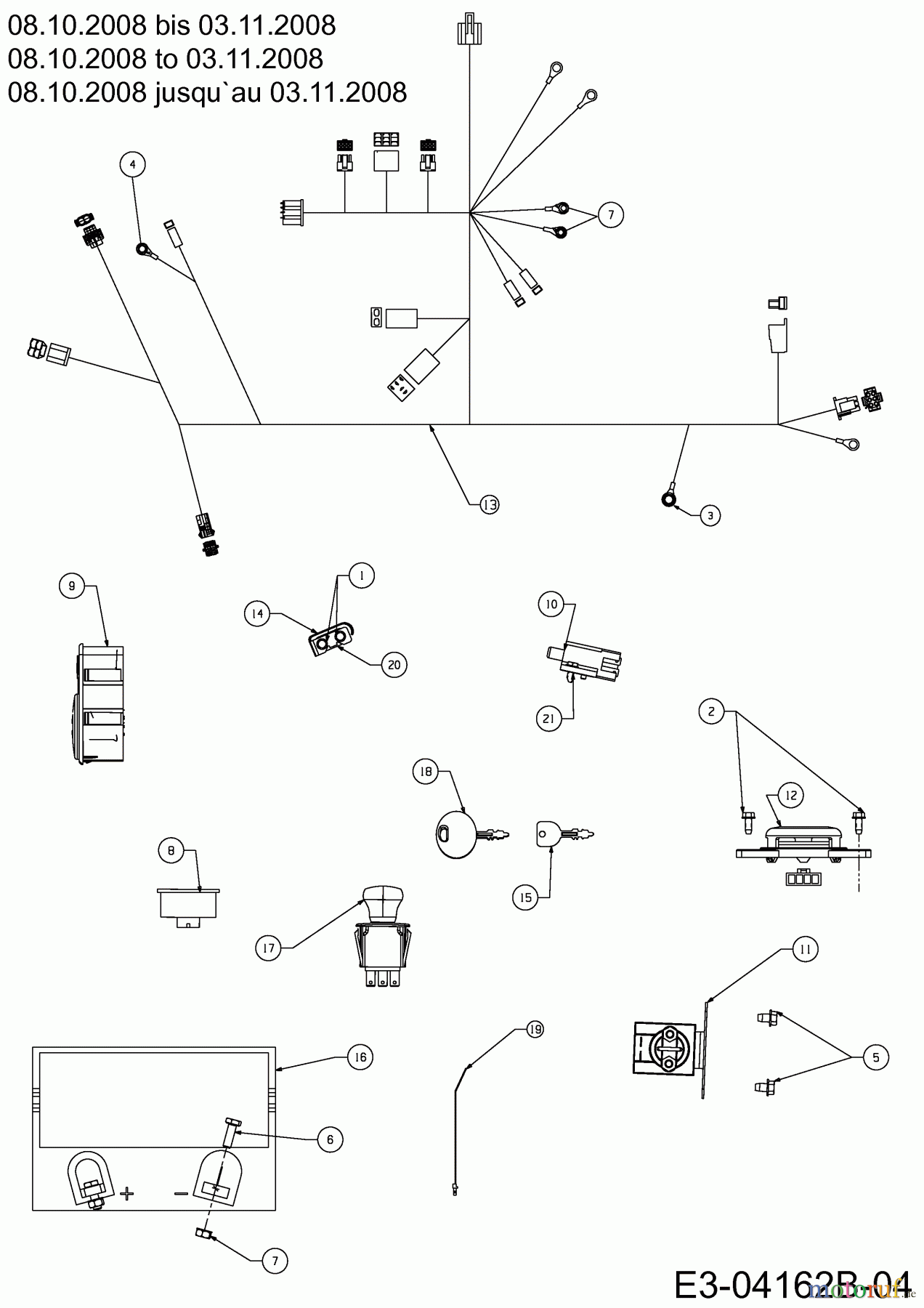 Massey Ferguson Zero Turn MF 50-22 FMZ 17AI4BFP695 (2009) Elektroteile ab 08.10.2008 bis 03.11.2008