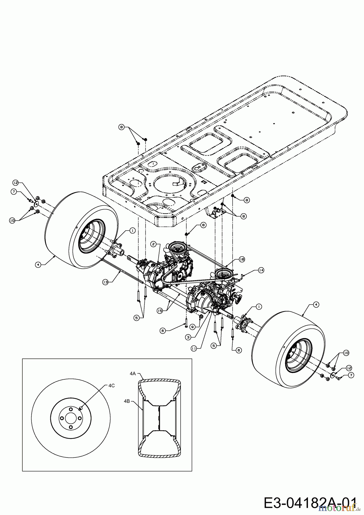 Cub Cadet Zero Turn RZT 50 17AI2ACP603 (2009) Fahrantrieb, Räder hinten 18x9,5-8