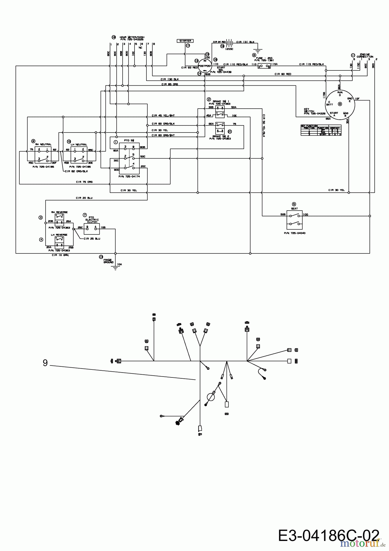 MTD Zero Turn P 170 HZ-S 17AE2ACS678 (2013) Schaltplan