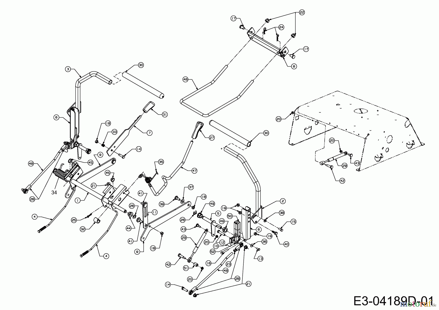  Cub Cadet Zero Turn RZT 50 17WF2ACP603R  (2012) Mähwerksaushebung, Lenkung