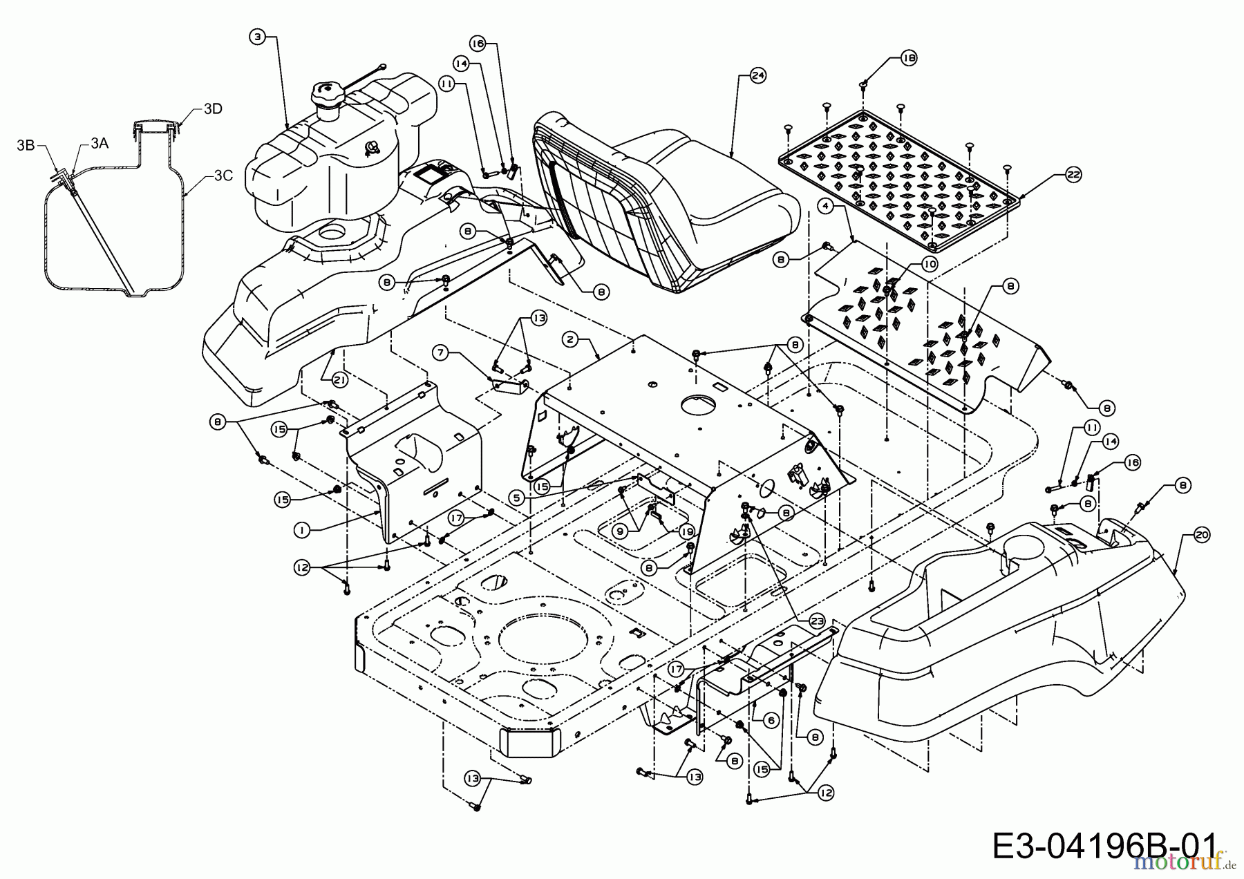Cub Cadet Zero Turn RZT 42 17AE2ACG603 (2010) Sitz, Trittbrett, Verkleidung