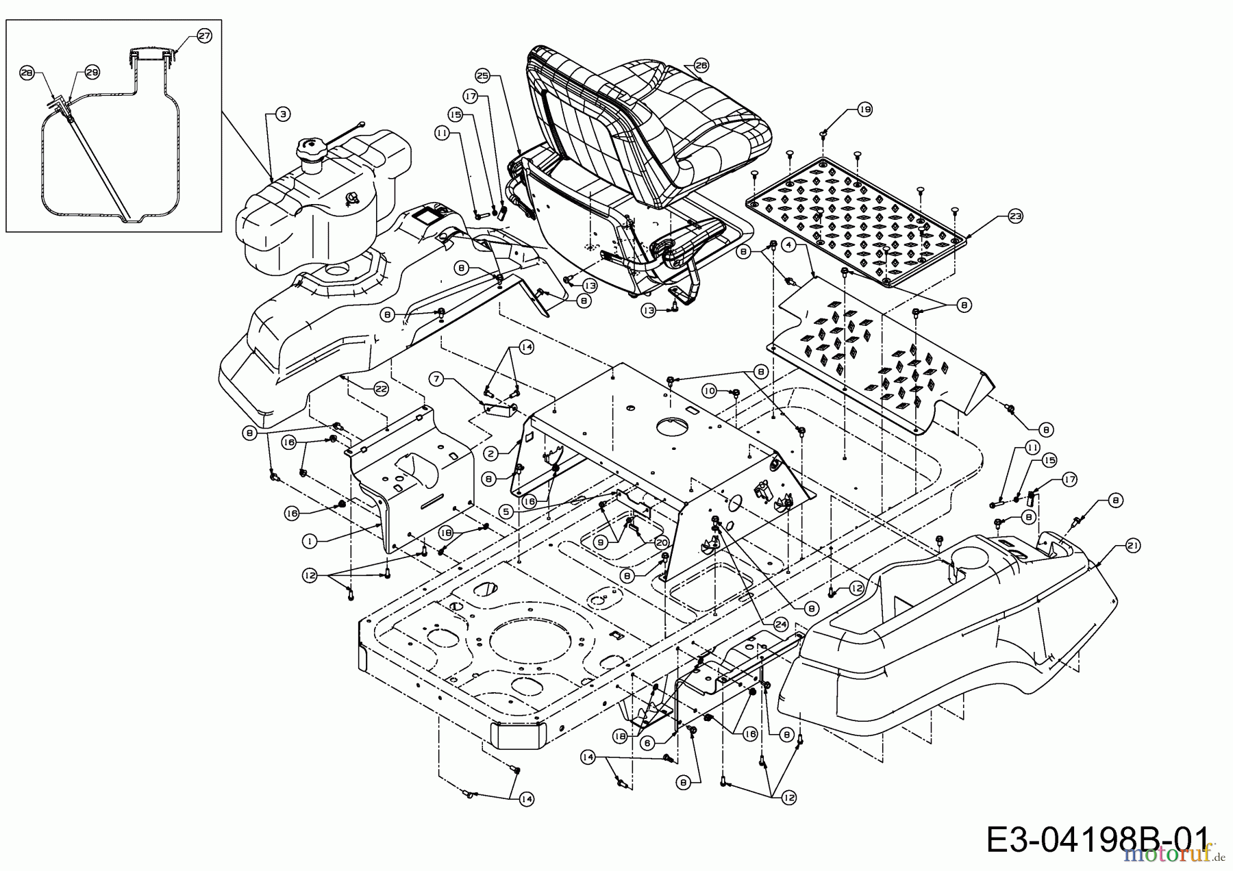  Cub Cadet Zero Turn RZT 54 17AI2ACK603  (2010) Sitz, Trittbrett, Verkleidung