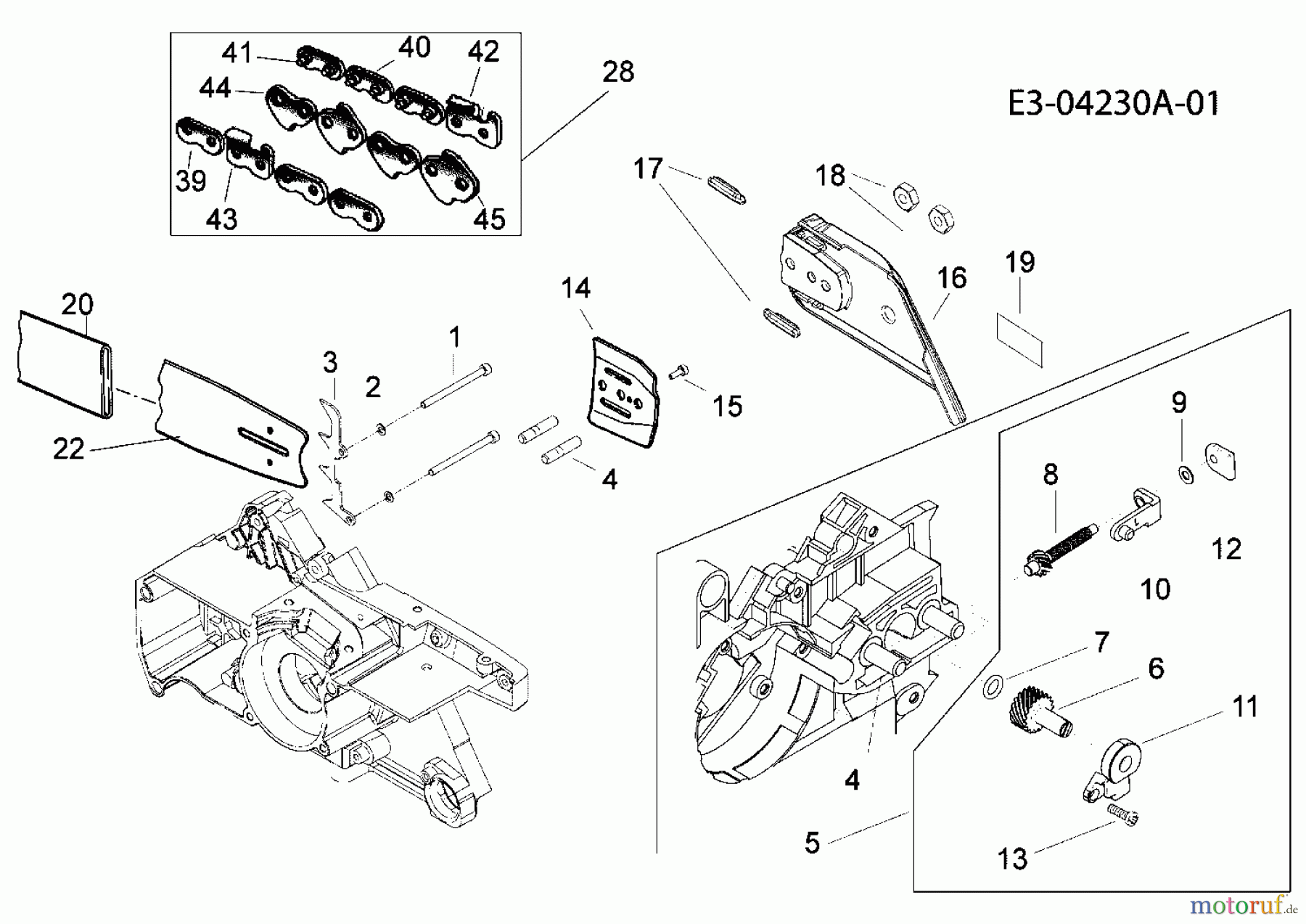 Cub Cadet Motorkettensägen CC 4256 41AY656G603 (2008) Kette, Köcher