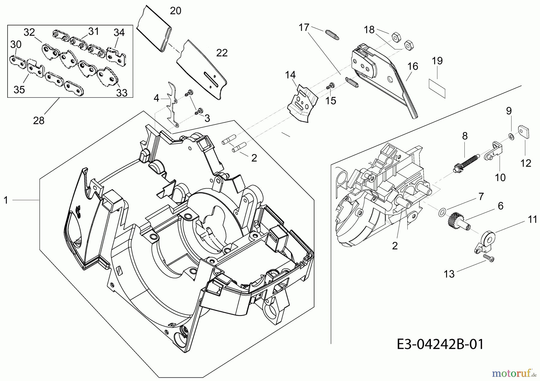 Cub Cadet Motorkettensägen CC 3045 41AY646G603 (2009) Kette, Köcher