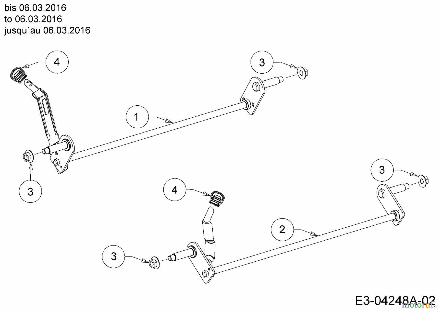 Cub Cadet Motormäher LM 1 DP 53 11A-A0KC603 (2017) Achsen, Höhenverstellung bis 06.03.2016