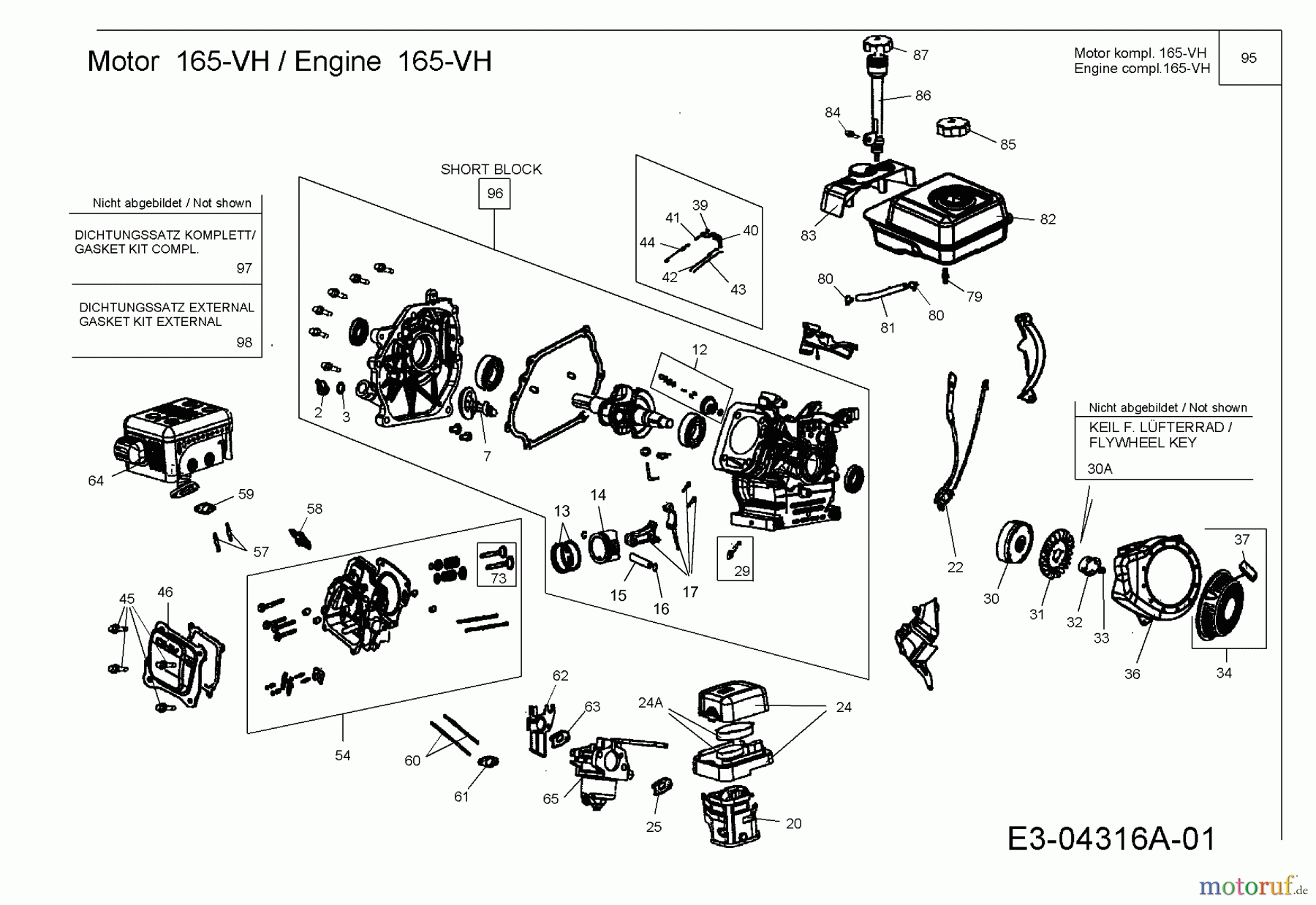 MTD-Motoren Horizontal 165-VH 752Z165-VH (2008) Motor