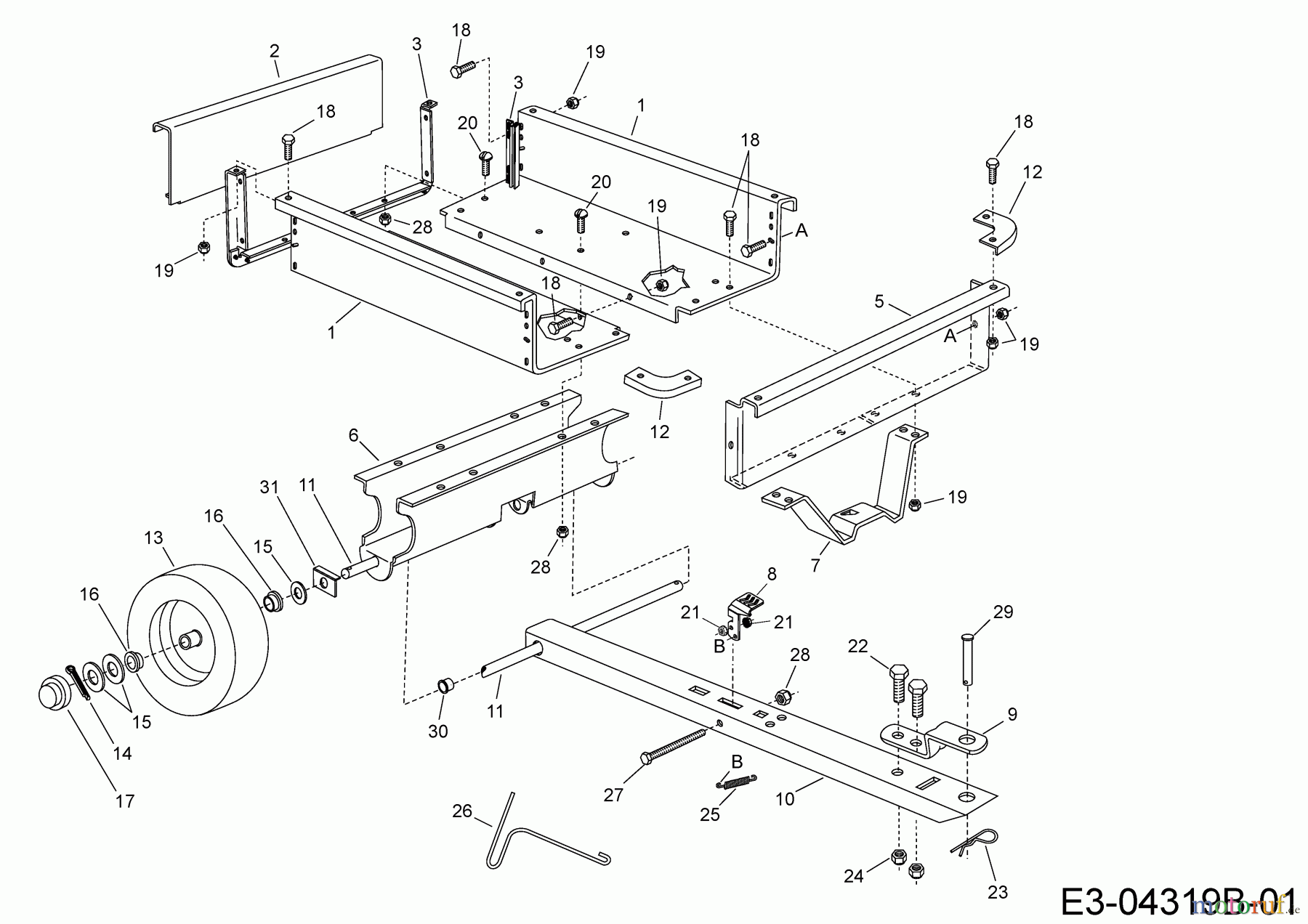 MTD Zubehör Zubehör Garten- und Rasentraktoren Anhänger 45-01015-999 (196-507-000) 196-507-000 (2018) Grundgerät