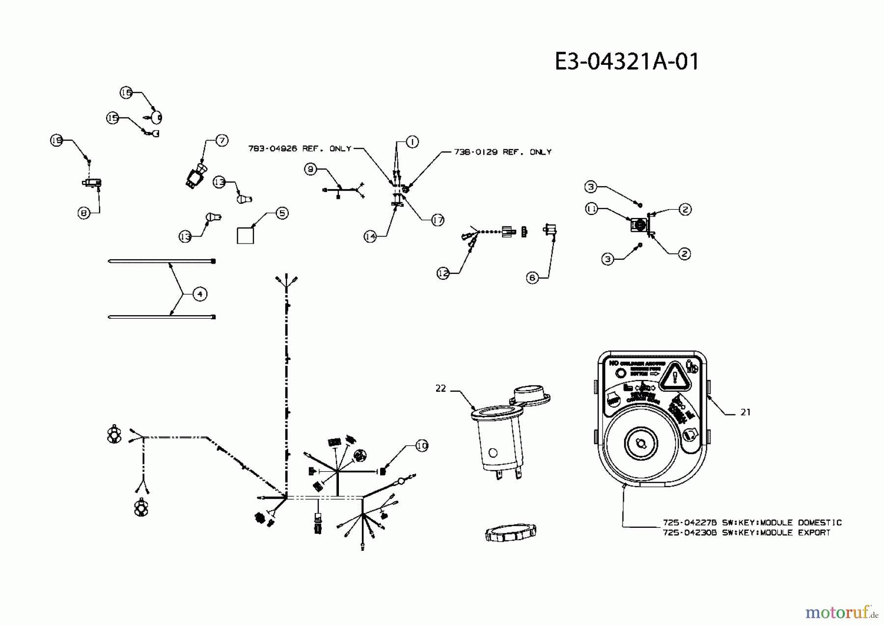 Cub Cadet Zero Turn All Rounder 1050 17AF9BKP603R (2009) Elektroteile