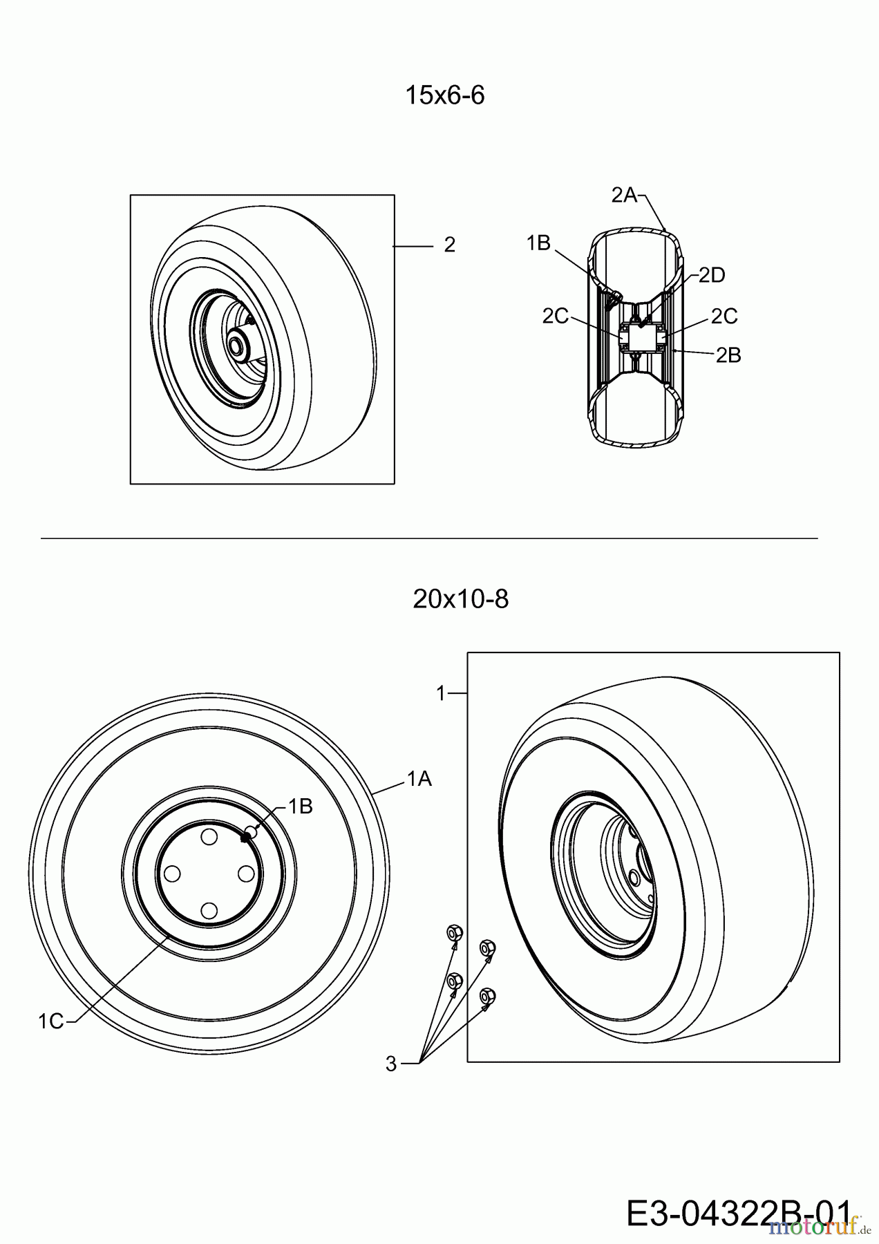 Cub Cadet Zero Turn FMZ 50 17AI4BFP603 (2009) Räder 15x6-6; 20x10-8