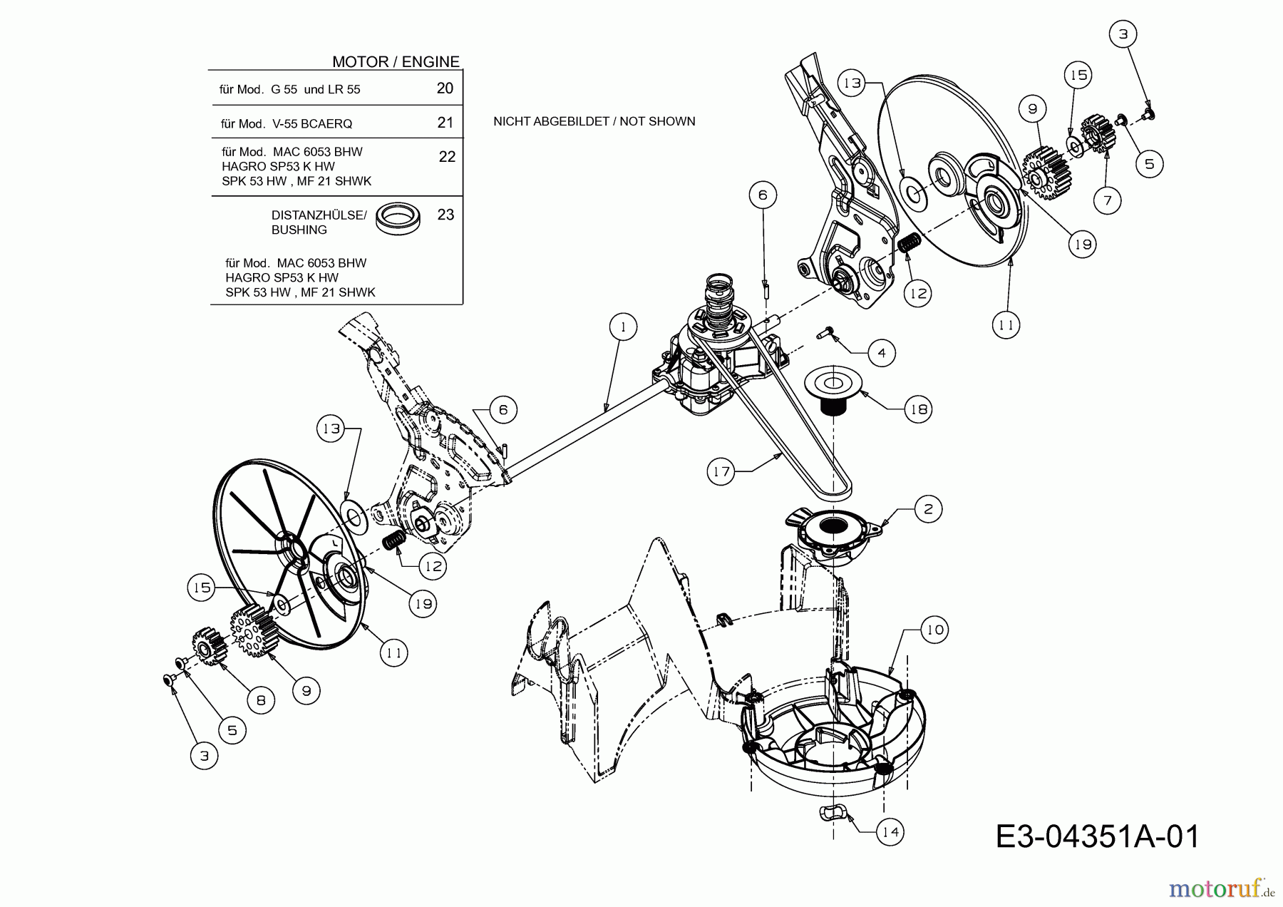 Efco Motormäher mit Antrieb LR 55 12AI868F637 (2009) Getriebe, Motor, Variator